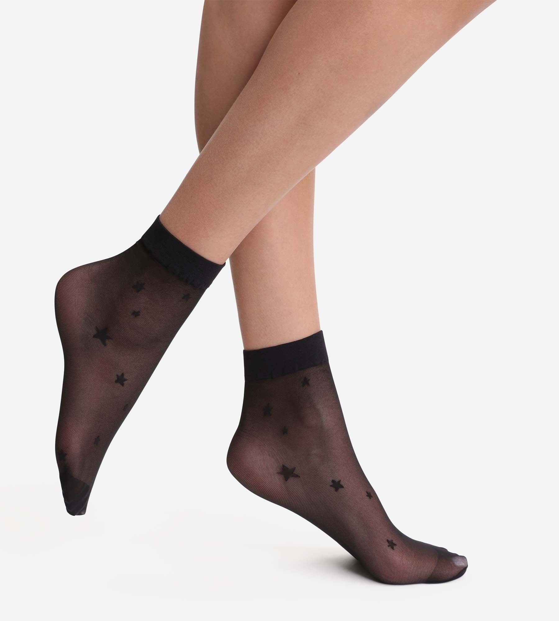 DIM Schwarze transparente Söckchen mit Sternchenmuster Dim Style
