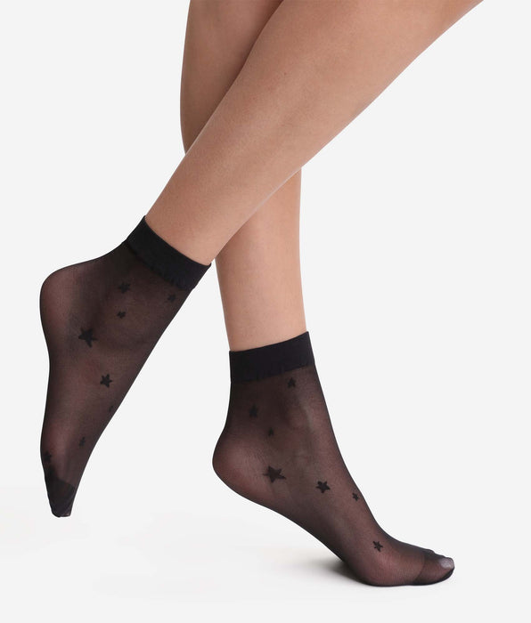 DIM Schwarze transparente Söckchen mit Sternchenmuster Dim Style