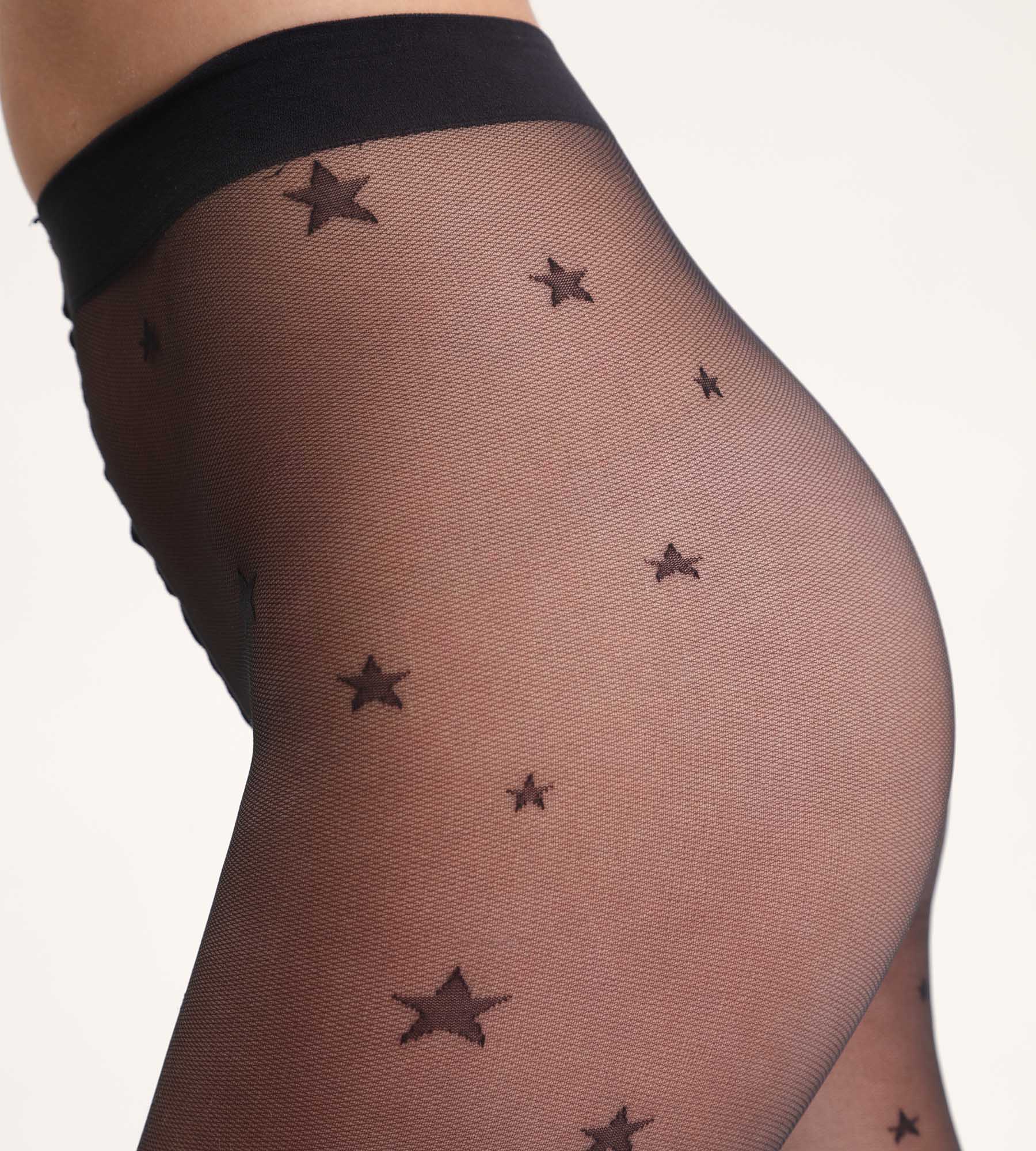 DIM Schwarze transparente Strumpfhose mit Sternchenmuster Dim Style