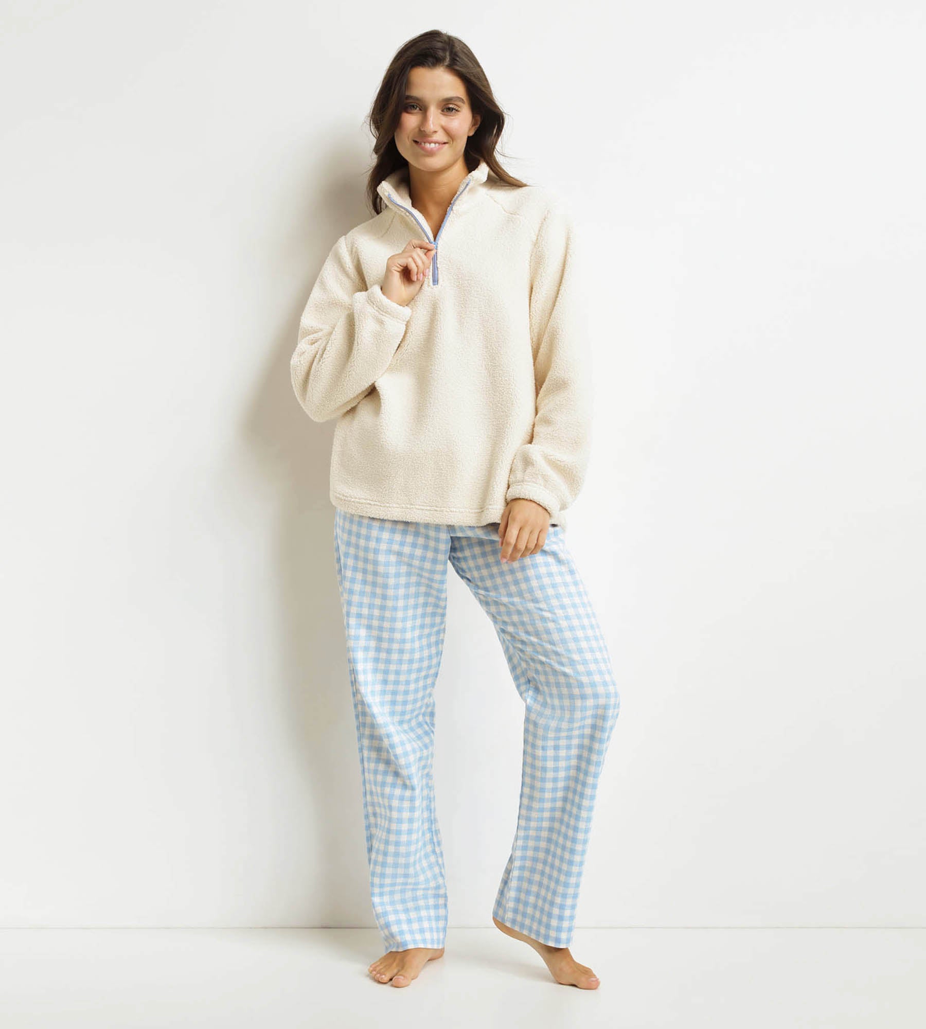 DIM Set Pyjama Hose Frau Blau Grau Dim Warm