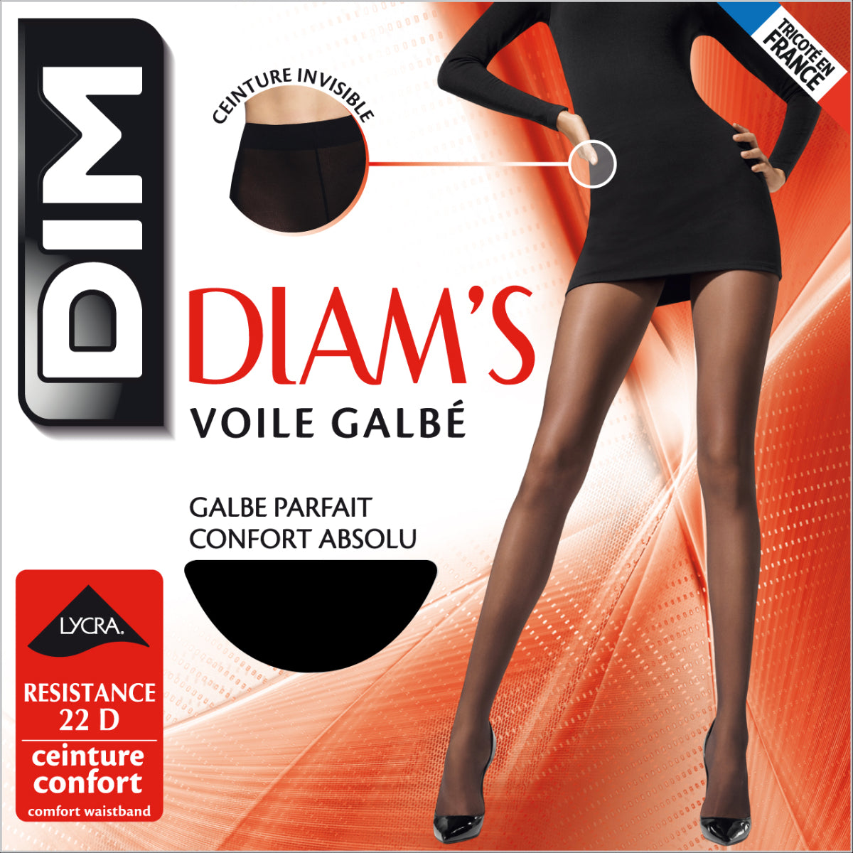 DIM Schwarze transparente Strumpfhose mit Shaping-Effekt 22D - Diam’s Voile Galbé