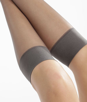 2er-Pack pfefferfarbene transparente Kniestrümpfe 15D - Mes Essentiels