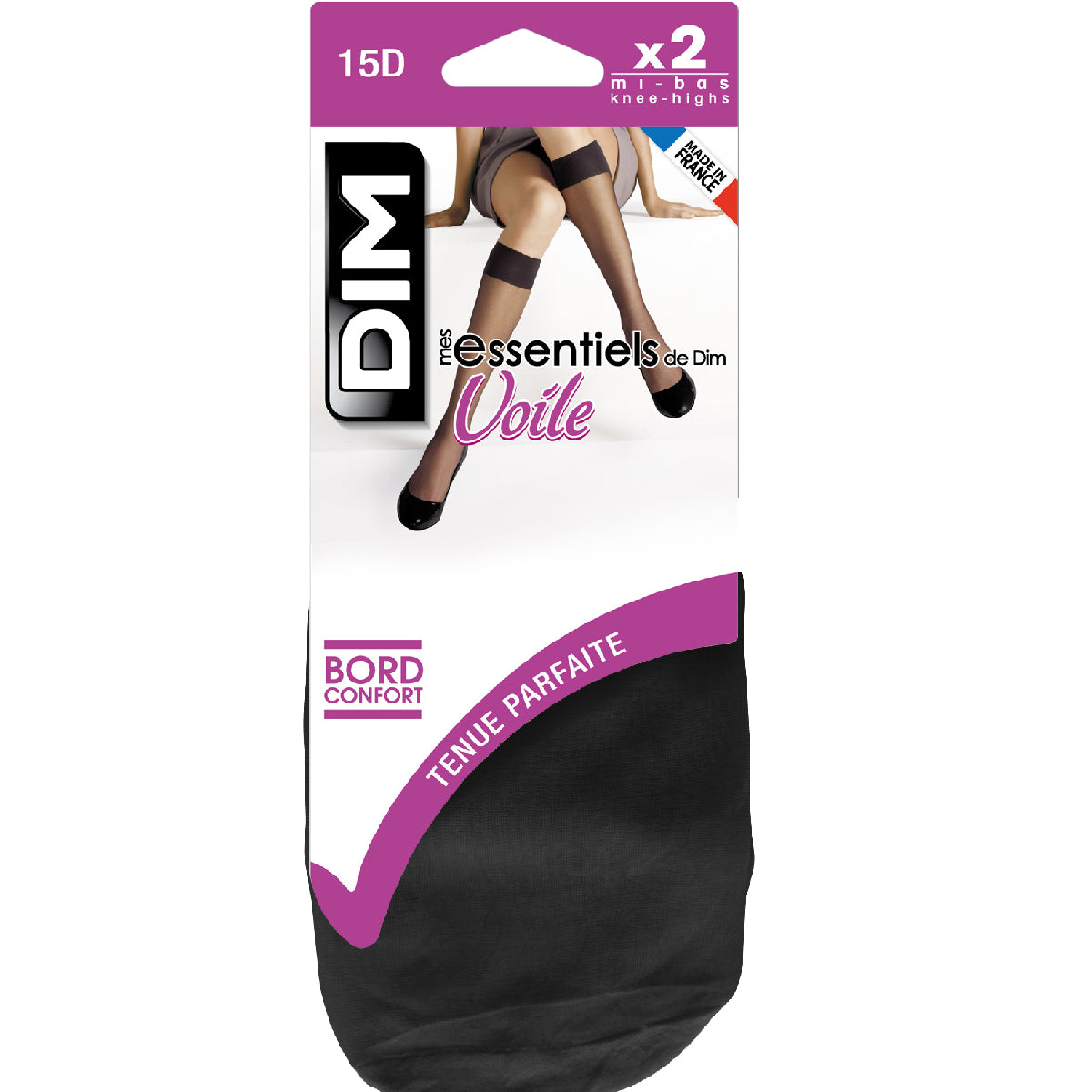 DIM 2er-Pack schwarze transparente Kniestrümpfe 15D - Mes Essentiels