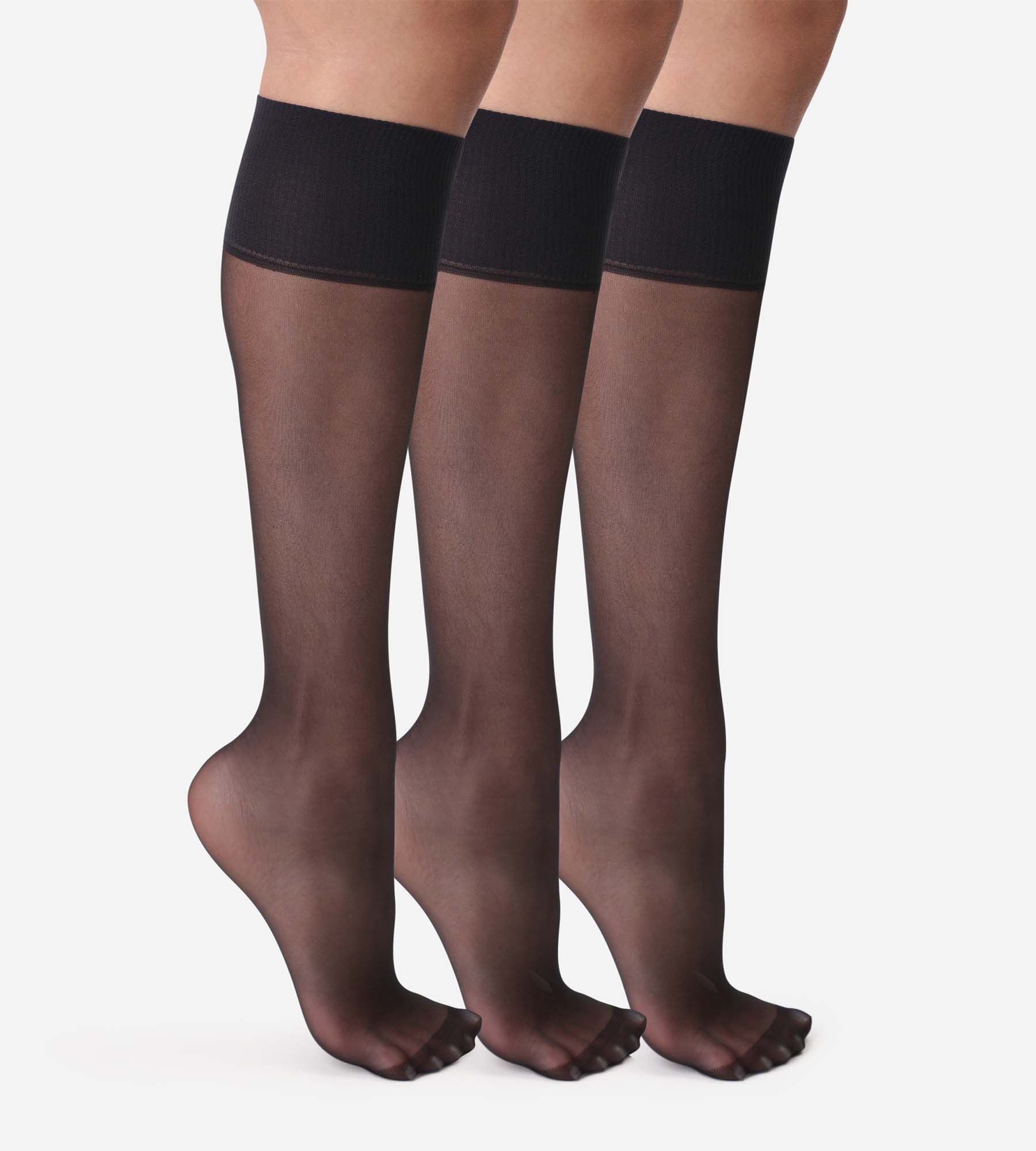 DIM 3er-Pack transparente Kniestrümpfe 20D in Schwarz - Beauty Resist