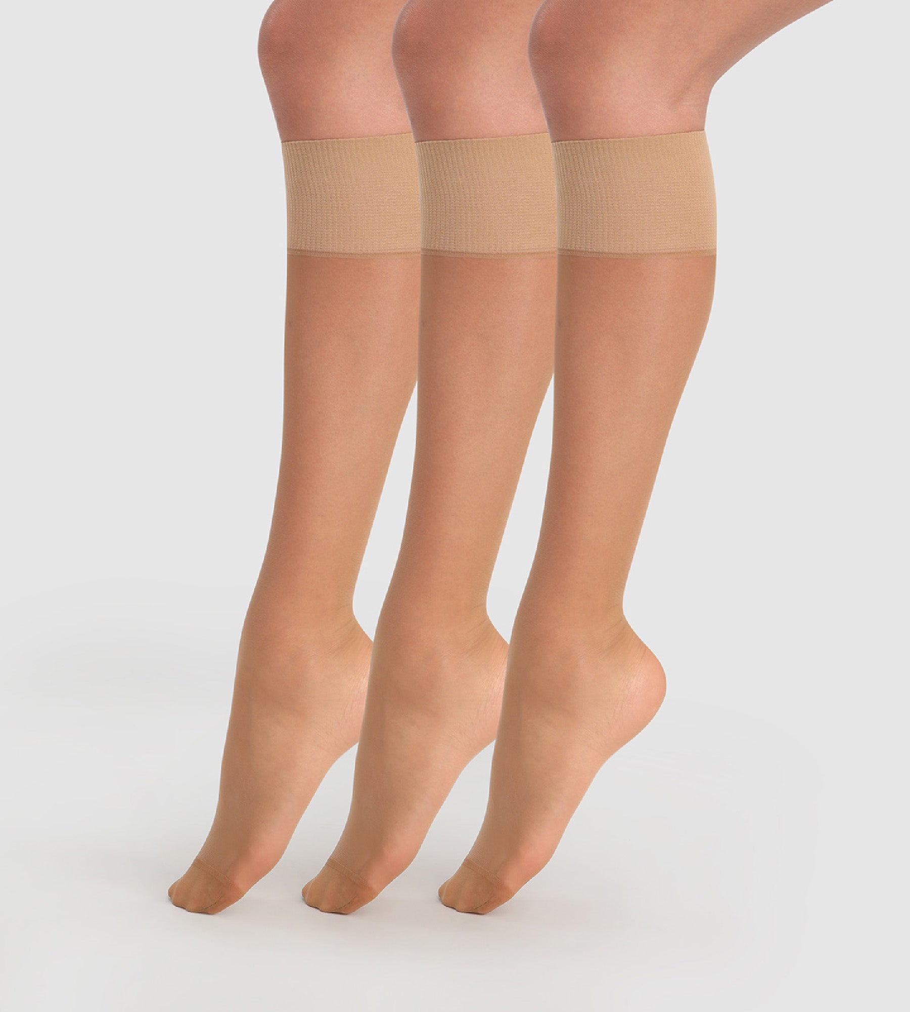 DIM 3er-Pack transparente Kniestrümpfe 20D in Zimtbraun - Beauty Resist