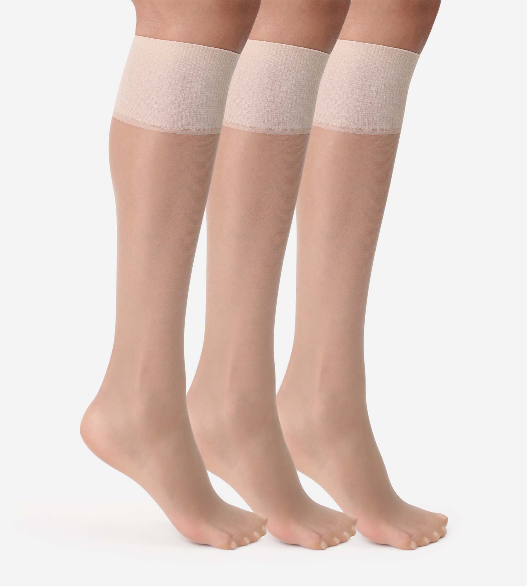 DIM 3er-Pack transparente Kniestrümpfe 20D in Nude - Beauty Resist