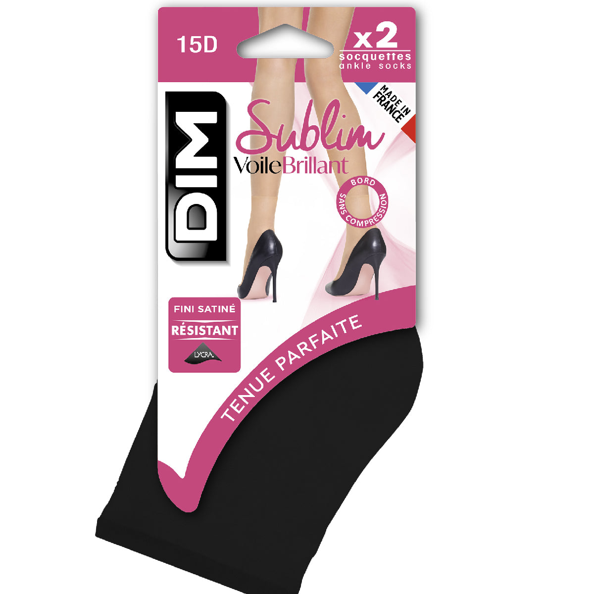 DIM 2er-Pack schwarze Kniestrümpfe mit glänzendem Finish 14D - Sublim