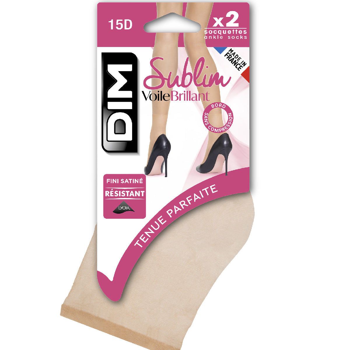 DIM 2er-Pack caprifarbene Kniestrümpfe mit glänzendem Finish 14D - Sublim