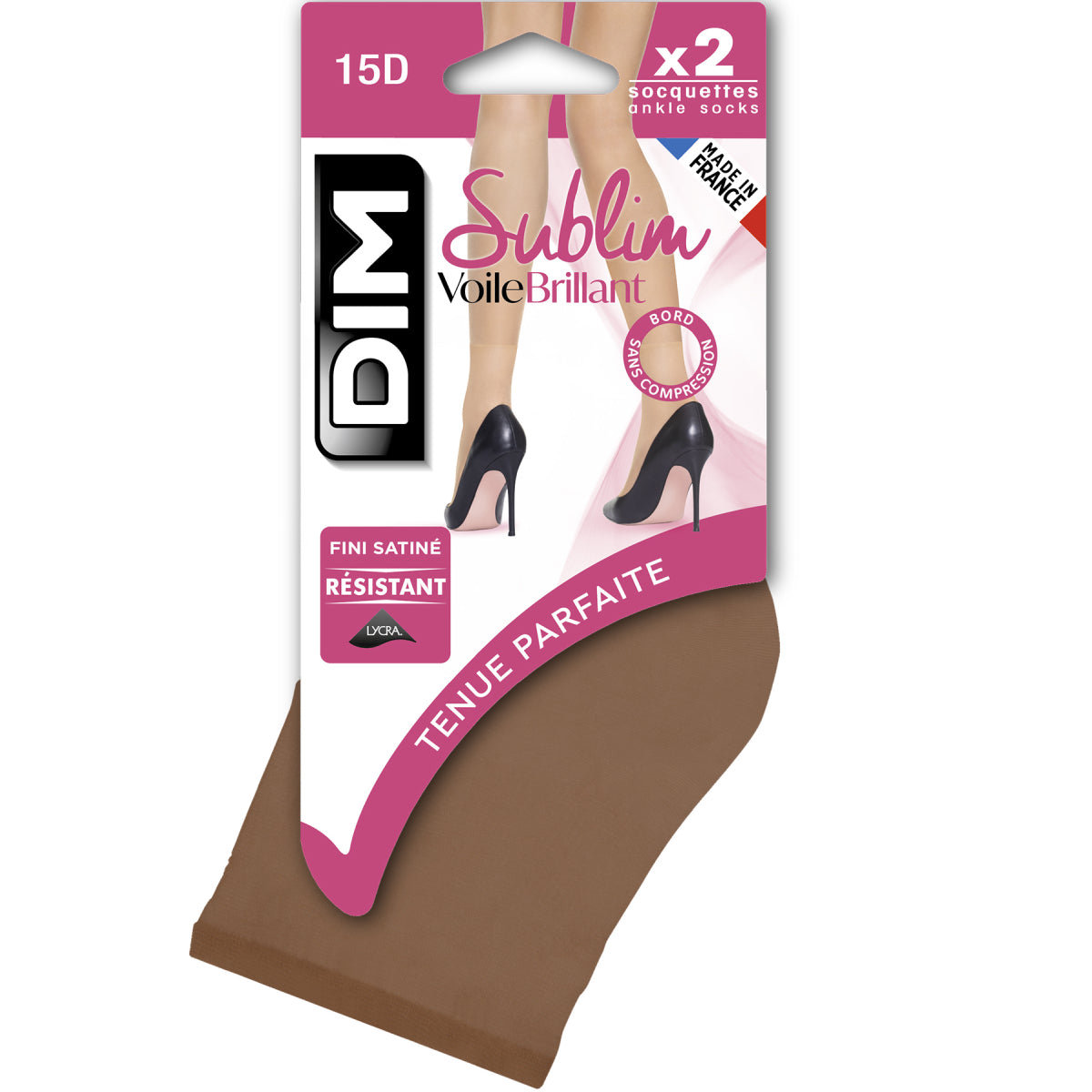 DIM 2er-Pack gazellenbraune Kniestrümpfe mit glänzendem Finish 14D - Sublim