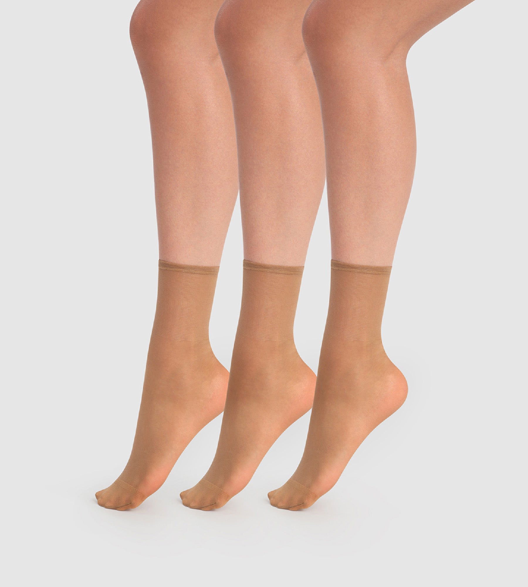 DIM 3er-Pack transparente Socken 20D in Zimtbraun - Beauty Resist