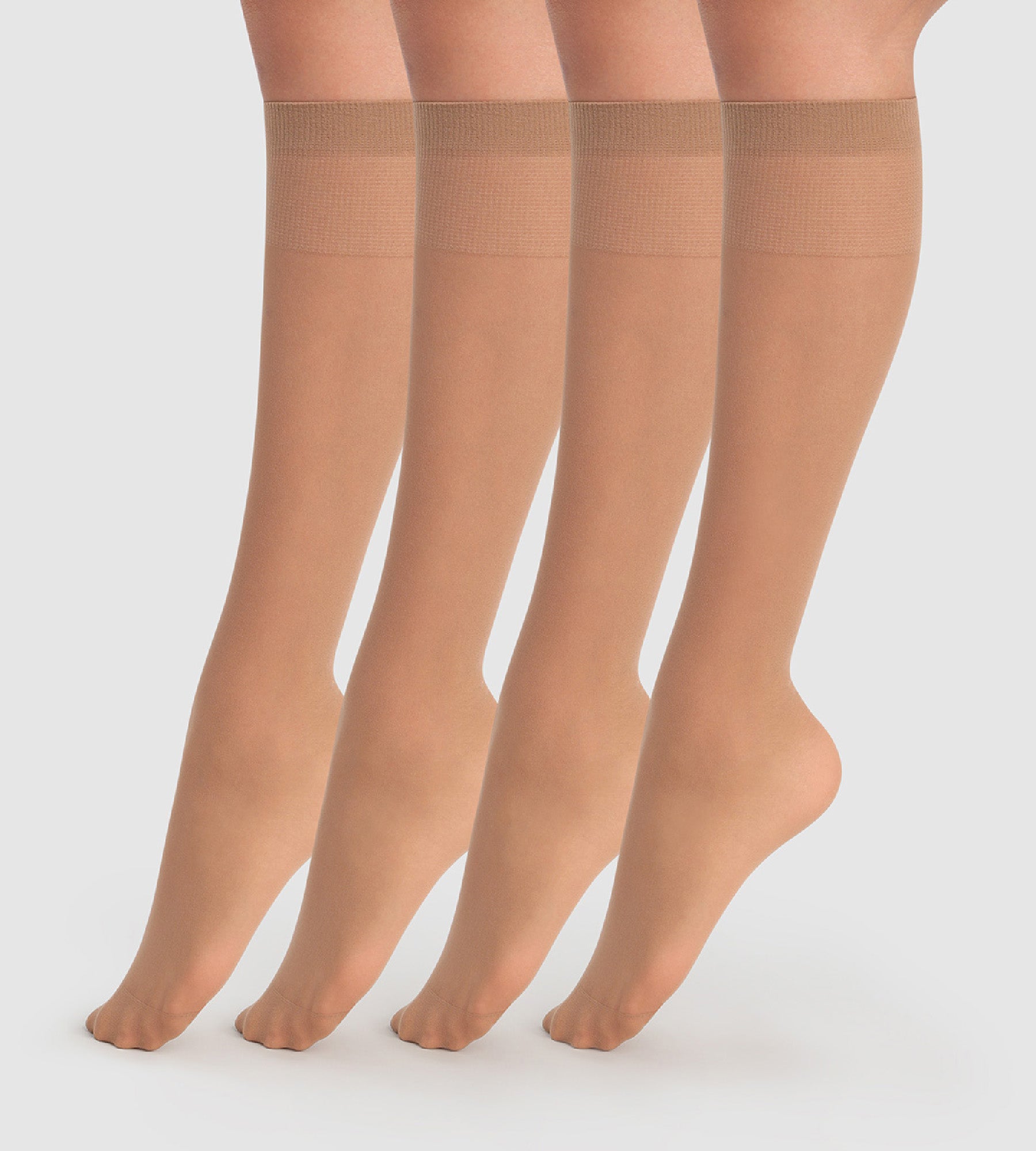 DIM 4er-Pack semi-transparente Kniestrümpfe 28D dunkelbeige - EcoDIM