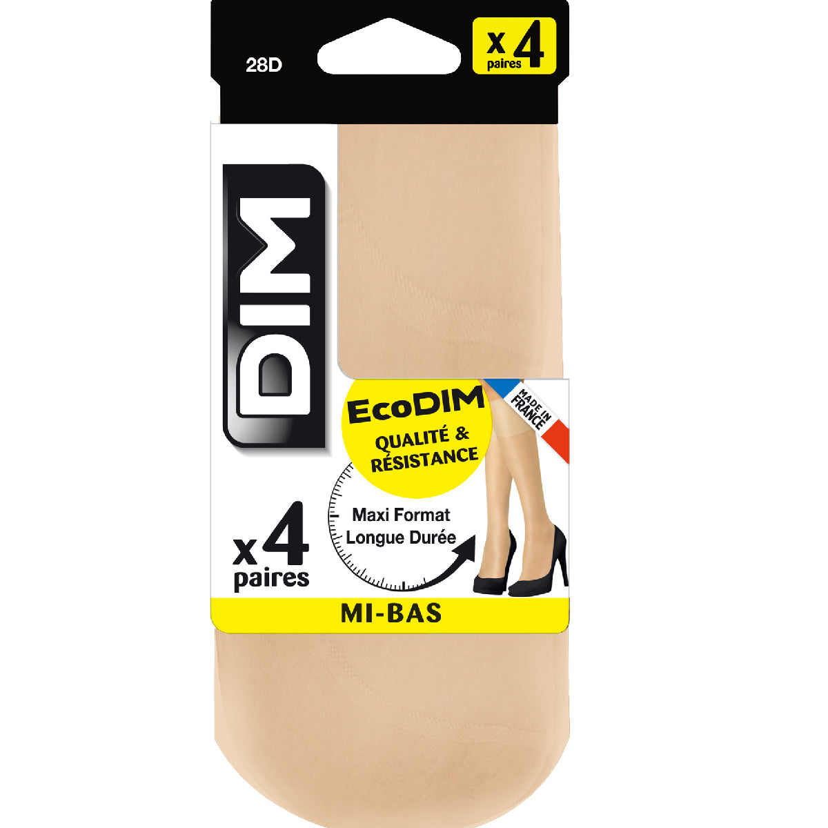 DIM 4er-Pack semi-transparente Kniestrümpfe 28D dunkelbeige - EcoDIM