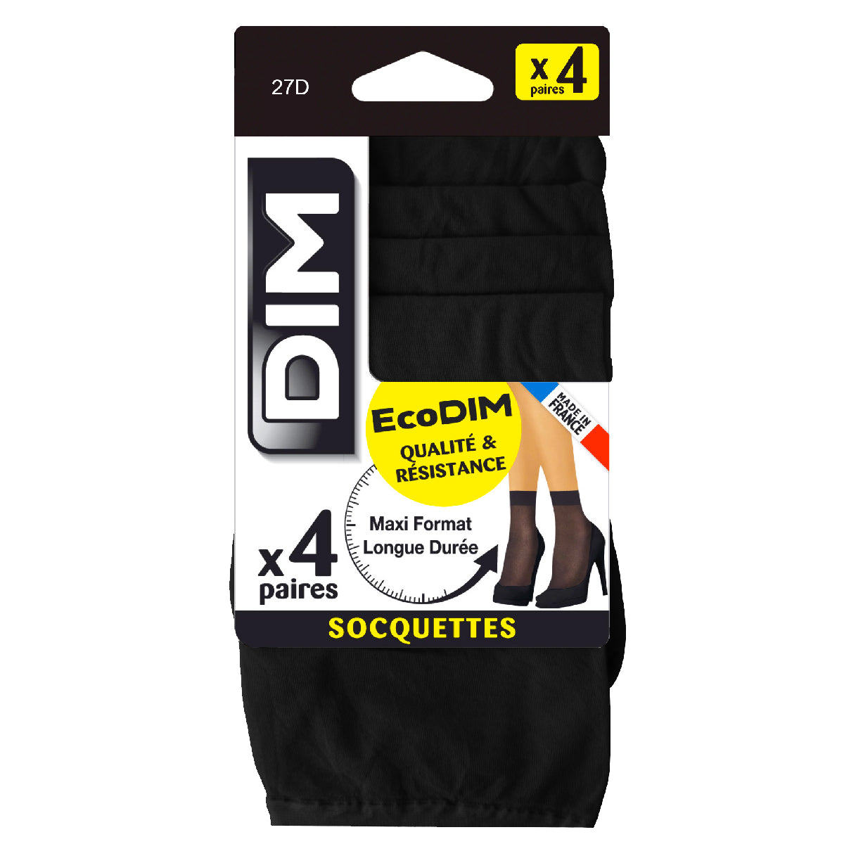 DIM 4er-Pack semi-transparente Socken 27D schwarz - EcoDIM