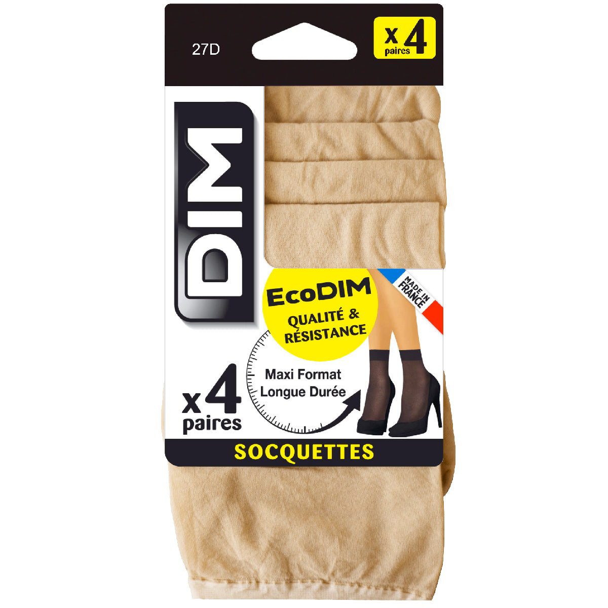 DIM 4er-Pack semi-transparente Socken 27D hellbeige - EcoDIM