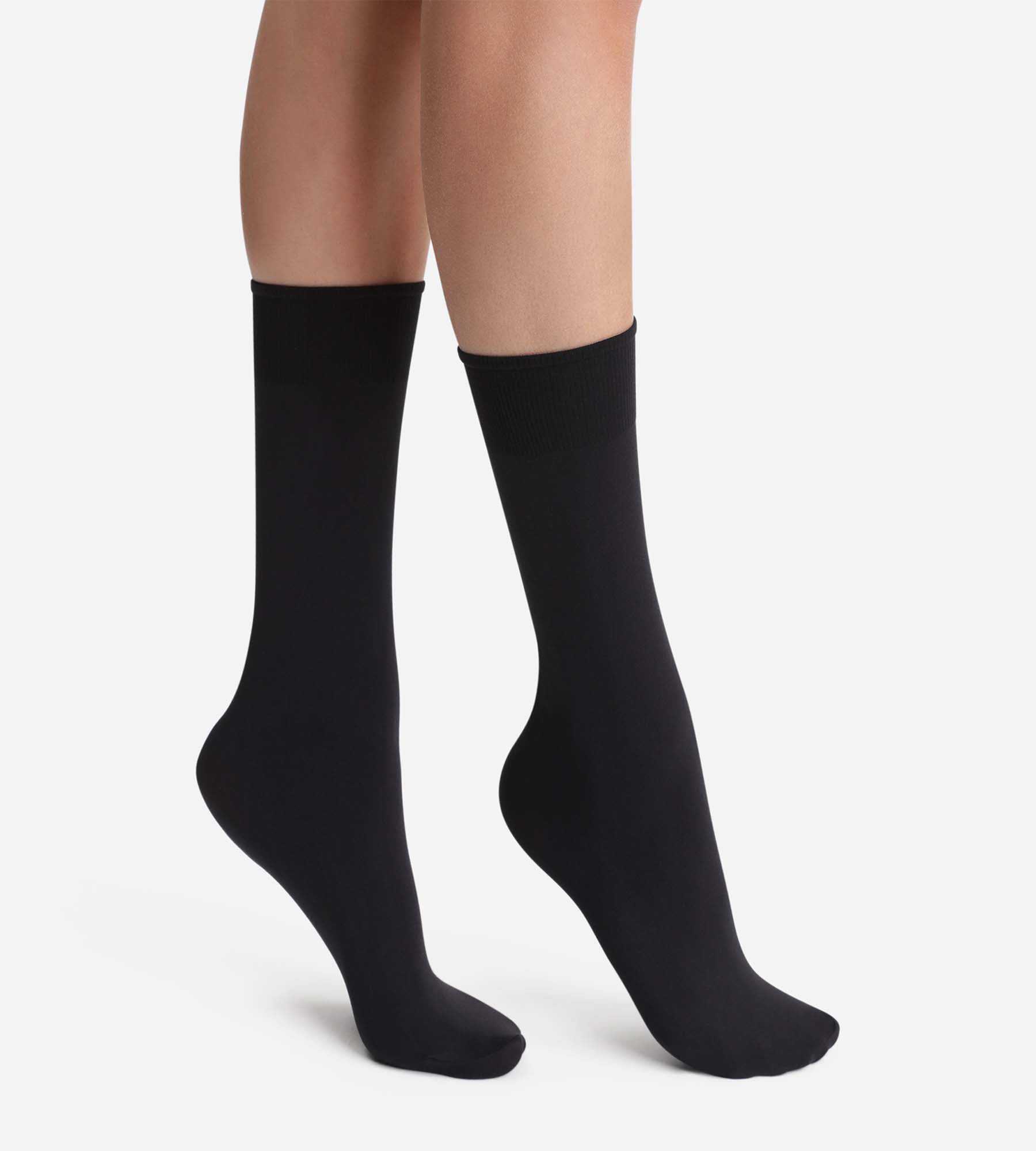 DIM Schwarze wärmende Thermo-Kniestrümpfe 54D