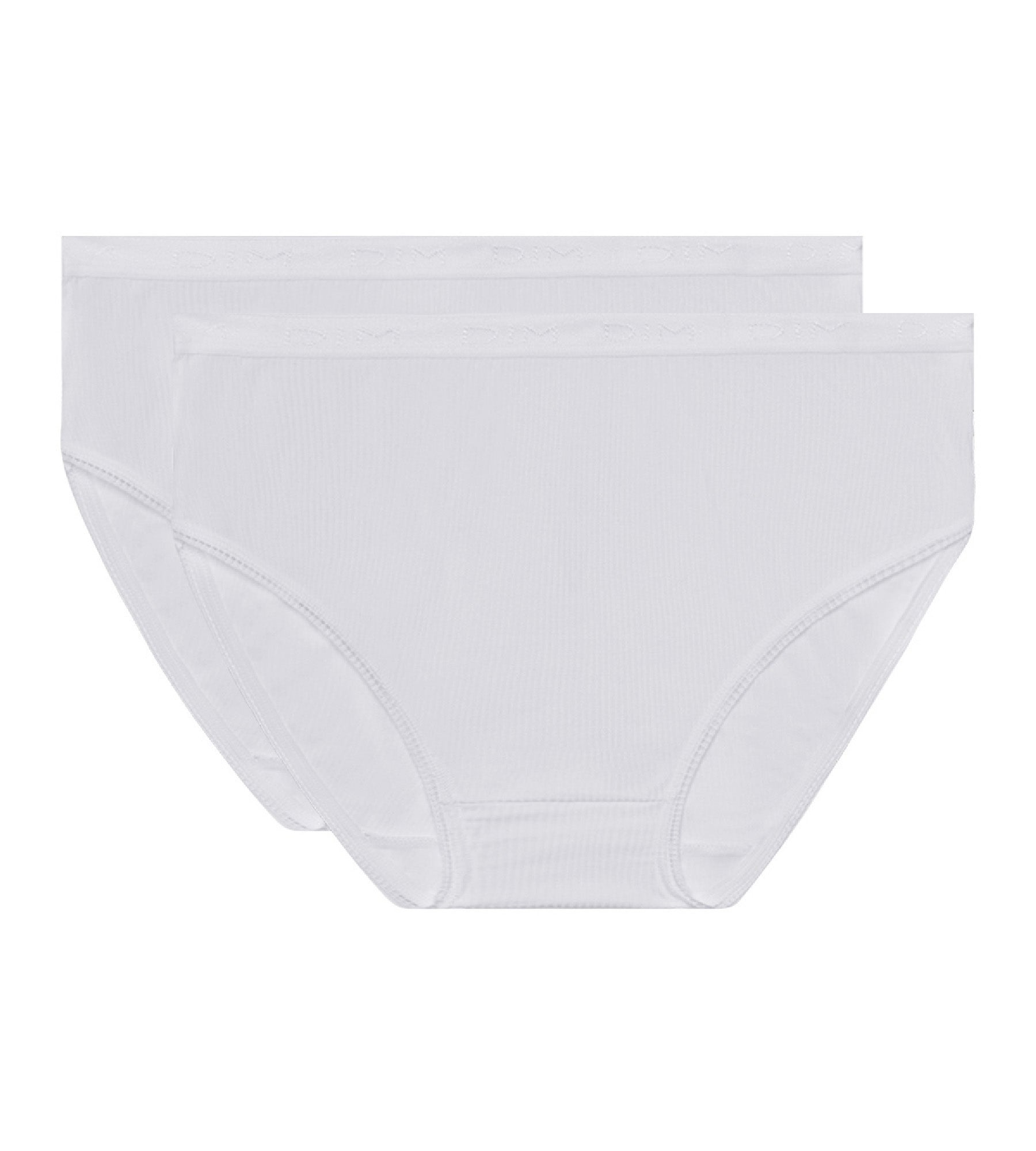 DIM 2er-Pack weiße Slips mit hohem Bund aus 100% Baumwolle