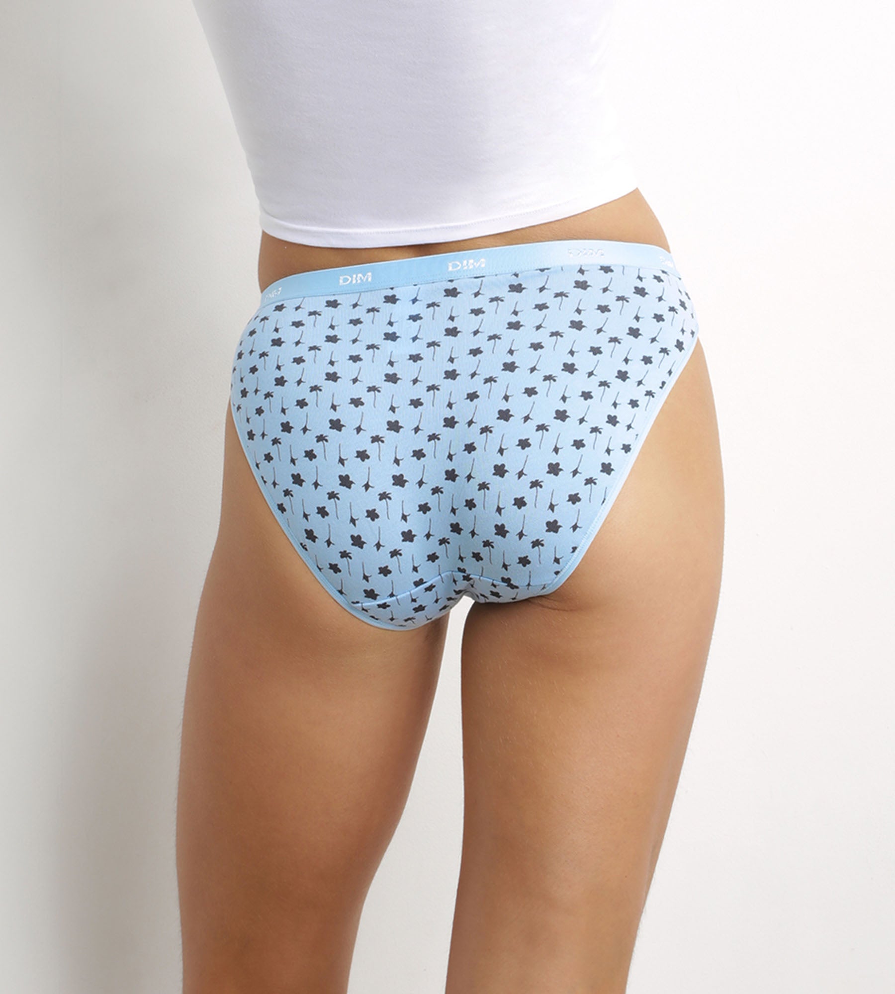 DIM 5er-Pack blaue Slips aus Stretch-Baumwolle mit Blumenmuster – Pockets