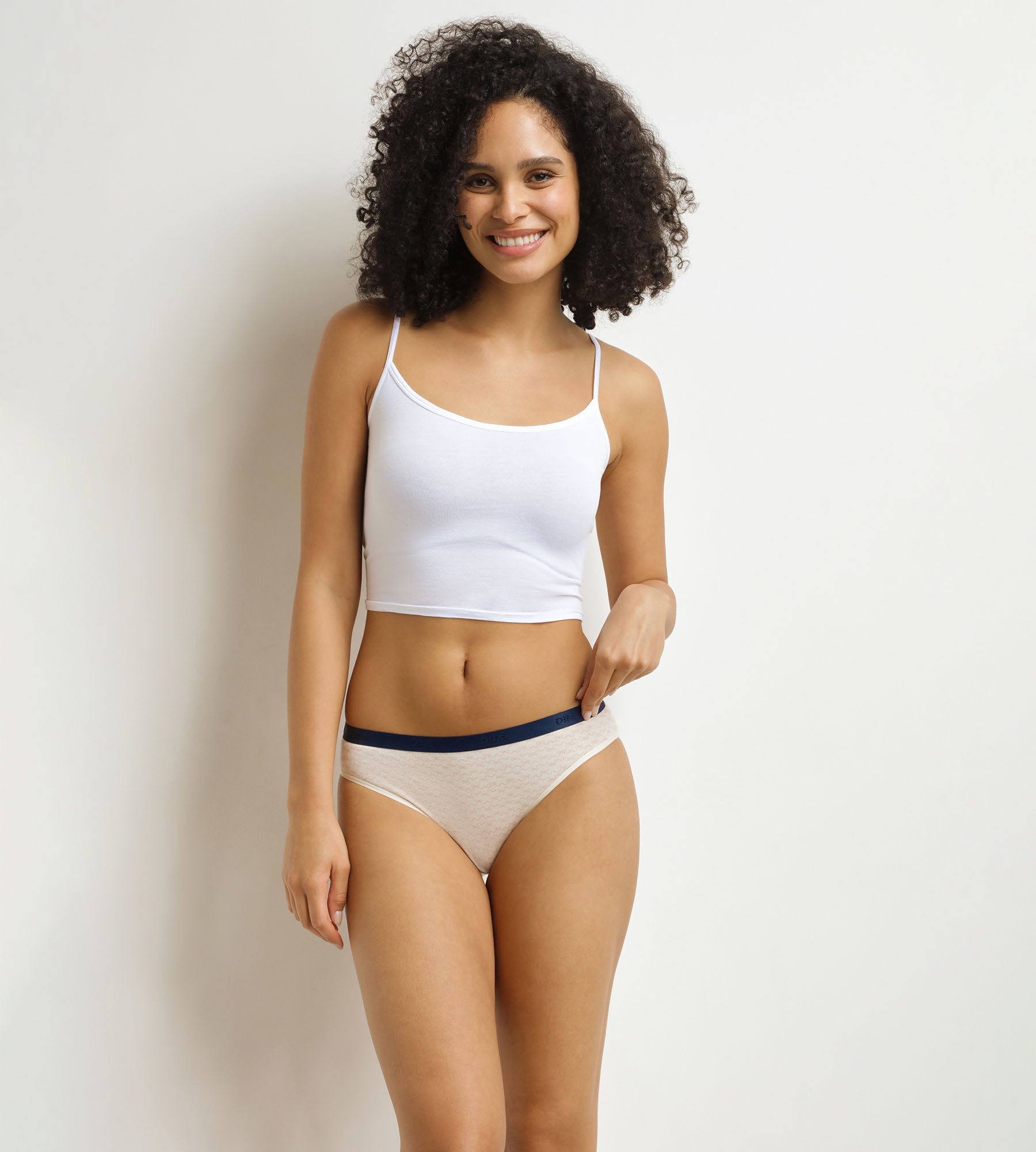 DIM 5er-Pack Damen-Slips mit Ribbon-Muster Beige Blau Les Pockets