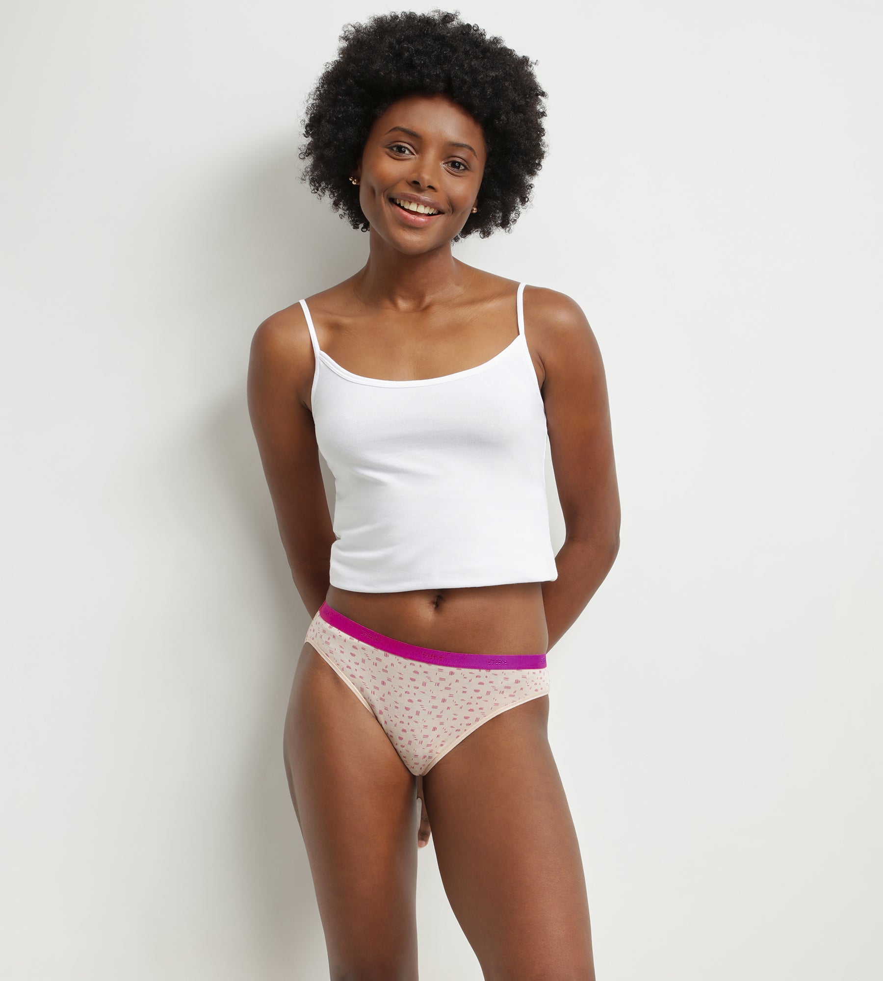 DIM 3er-Pack Slips aus Stretch-Baumwolle mit Neon-Strichmuster - Pockets
