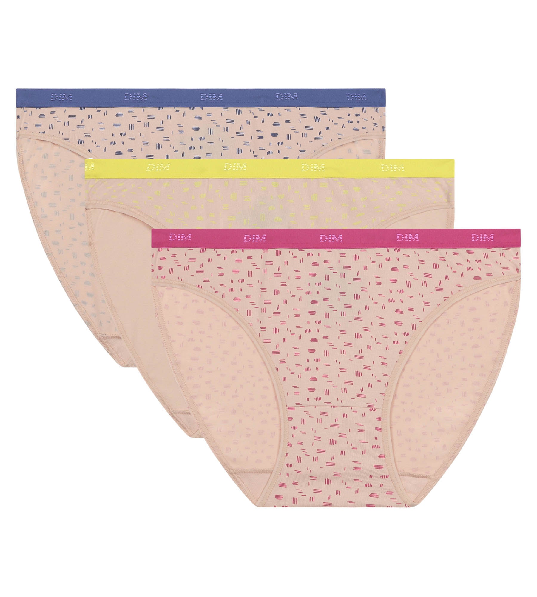 DIM 3er-Pack Slips aus Stretch-Baumwolle mit Neon-Strichmuster - Pockets