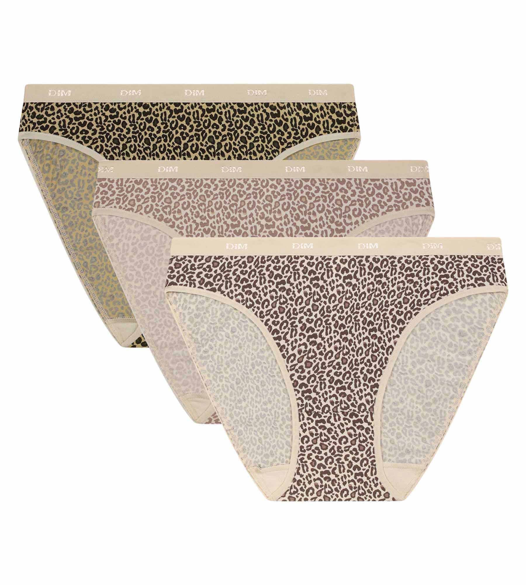 DIM 3er-Pack Damen-Slips mit Leopardenmuster Ecru Beige Les Pockets