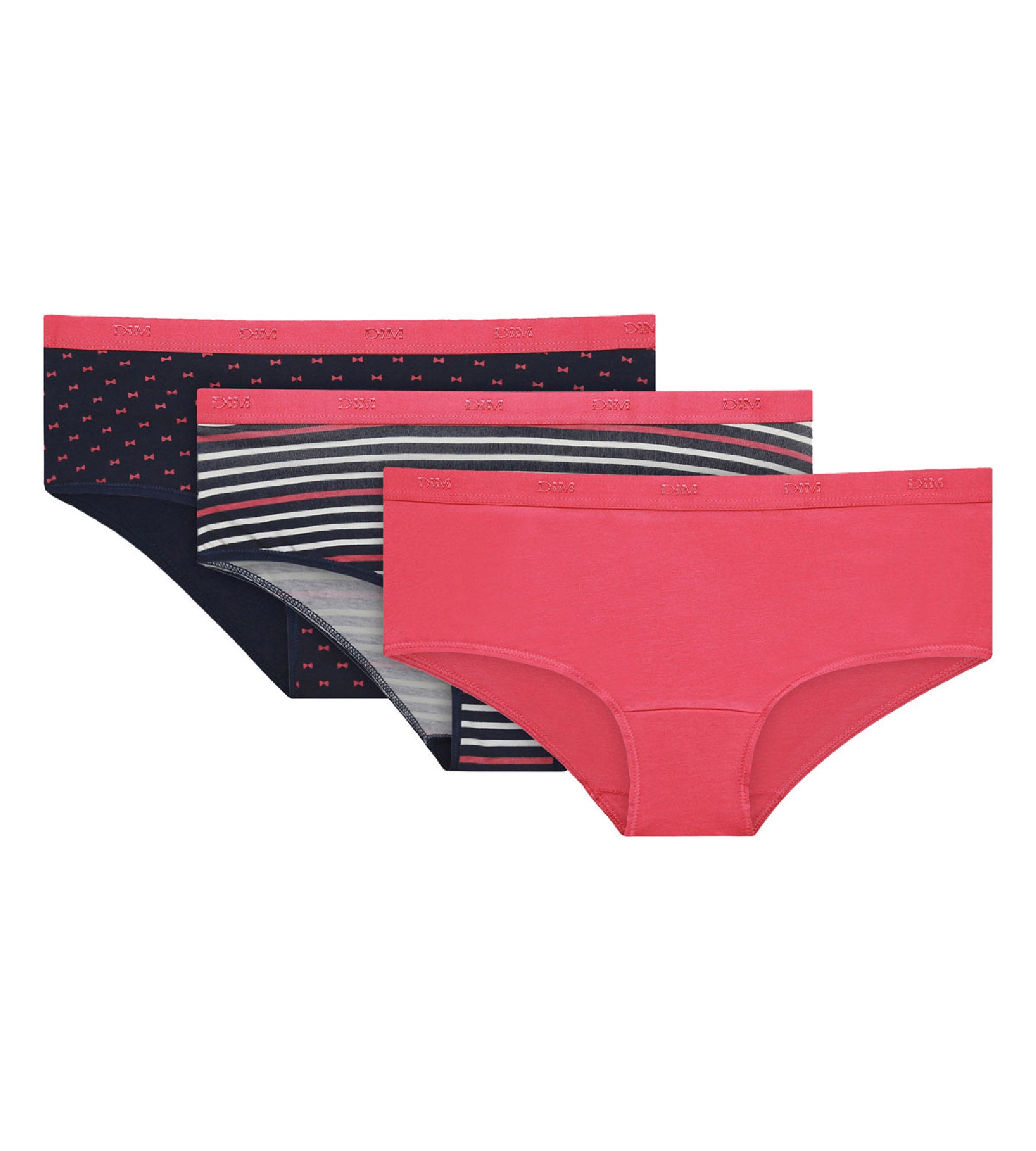 DIM 3er-Pack Hipster aus Stretch-Baumwolle pink/blau – Pockets