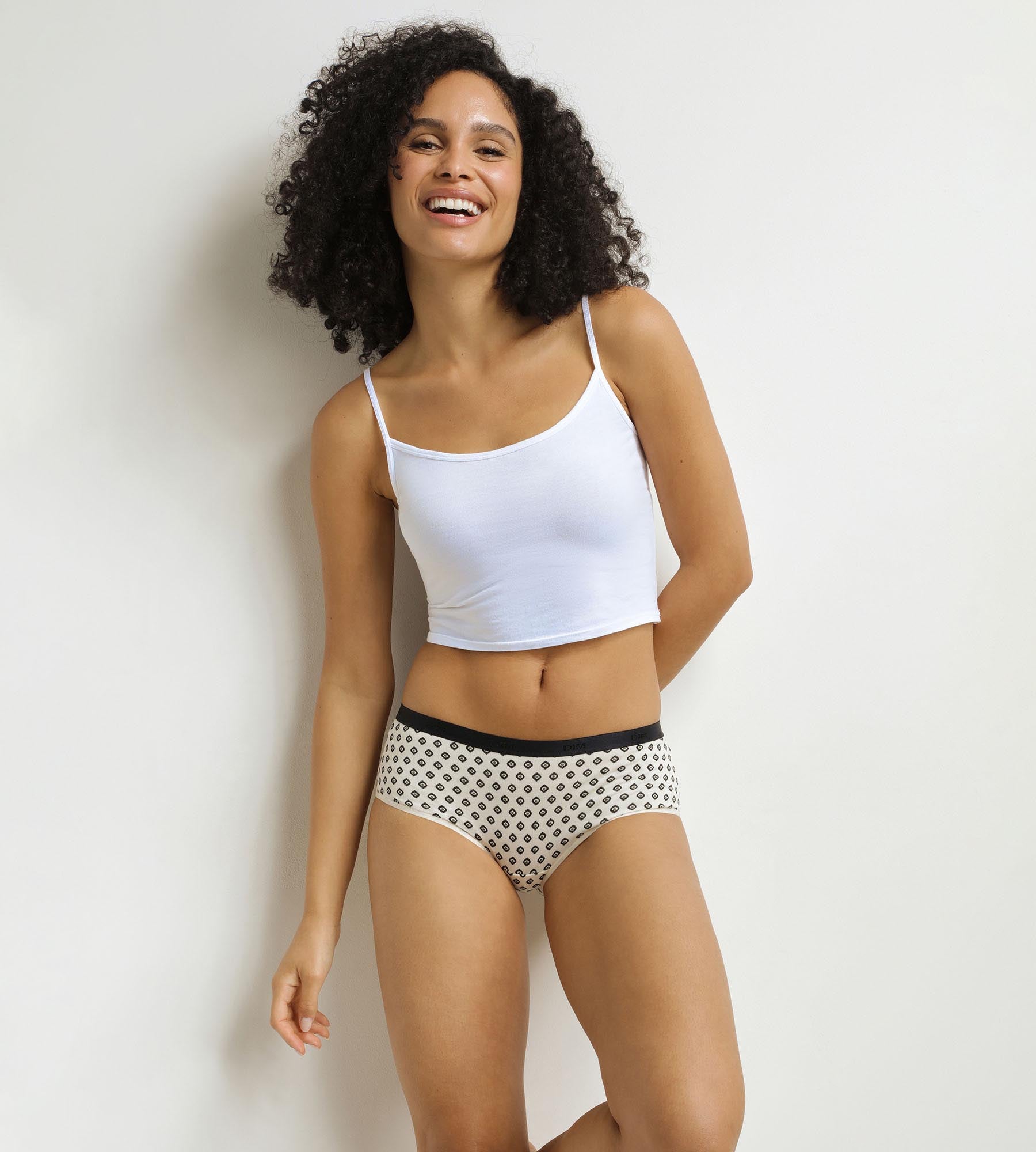 DIM 3er-Pack Damen-Boxershorts mit ethnischen Motiven Khaki, Schwarz Les Pockets