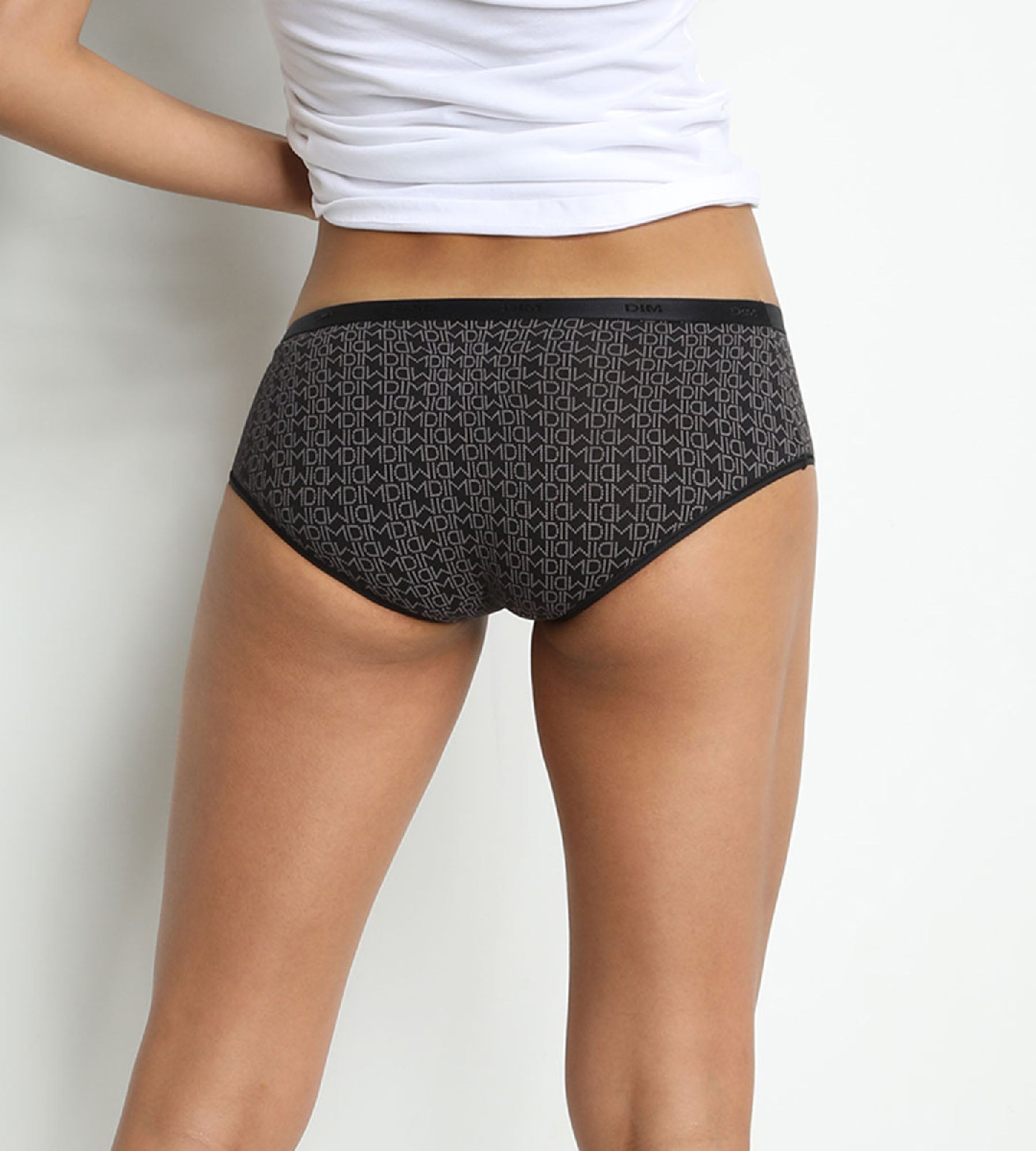 DIM 3er-Pack schwarze/graue Hipster aus Stretch-Baumwolle – Pockets