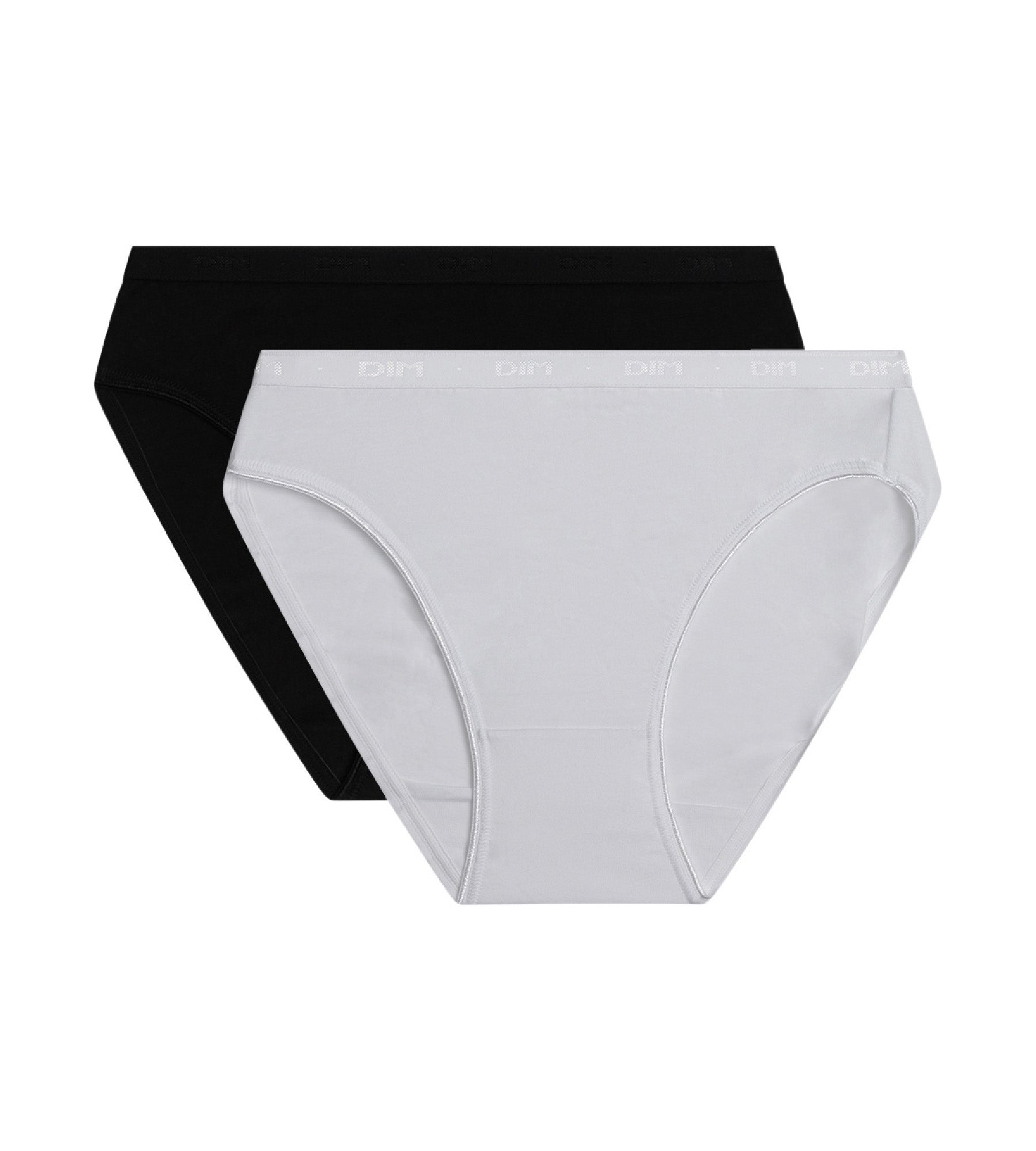 DIM 2er-Pack schwarze/weiße Midislips aus Bio-Baumwolle