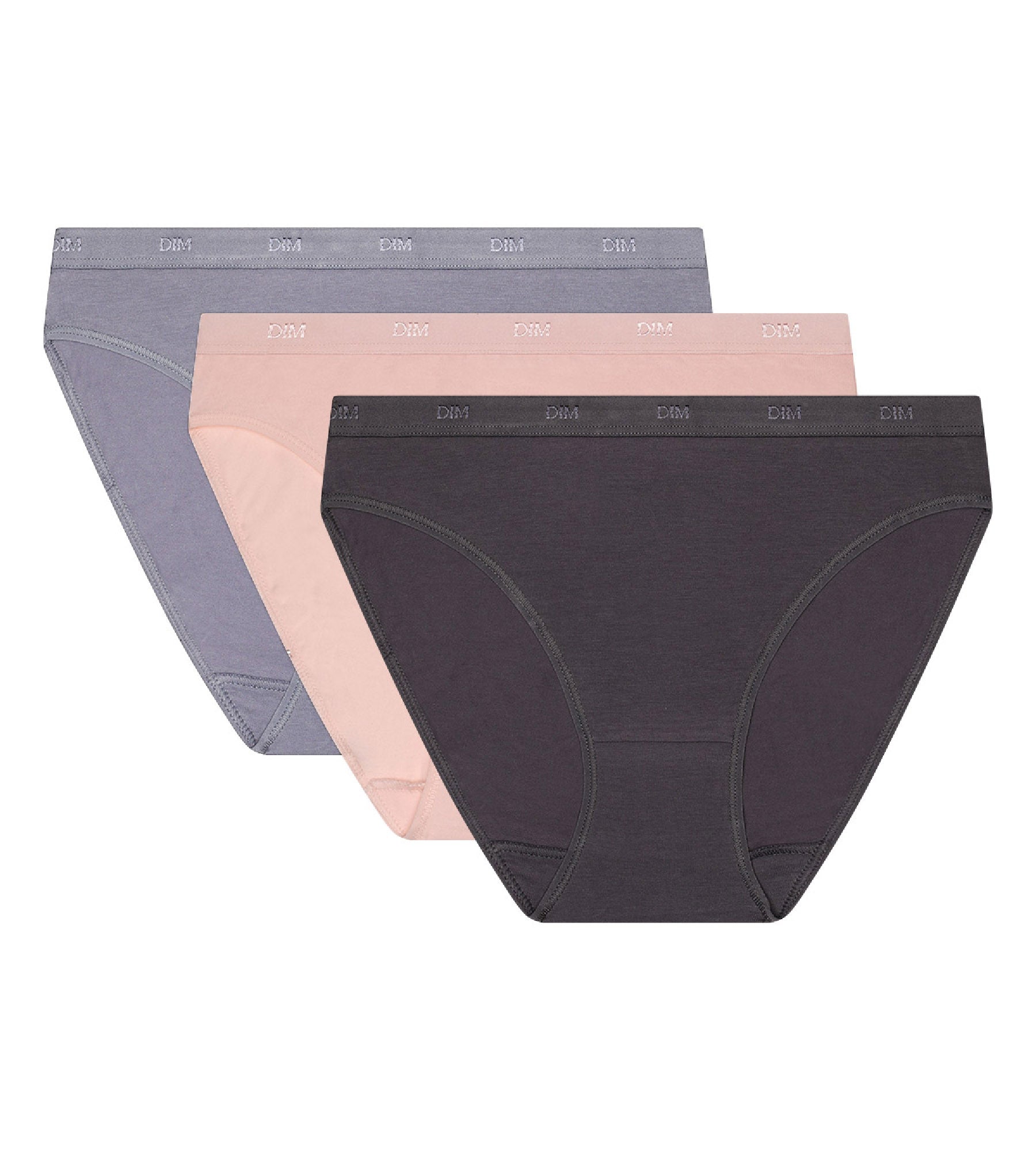 DIM 3er-Pack Slips taupe/rosa/grau aus Stretch-Baumwolle – Pockets EcoDIM