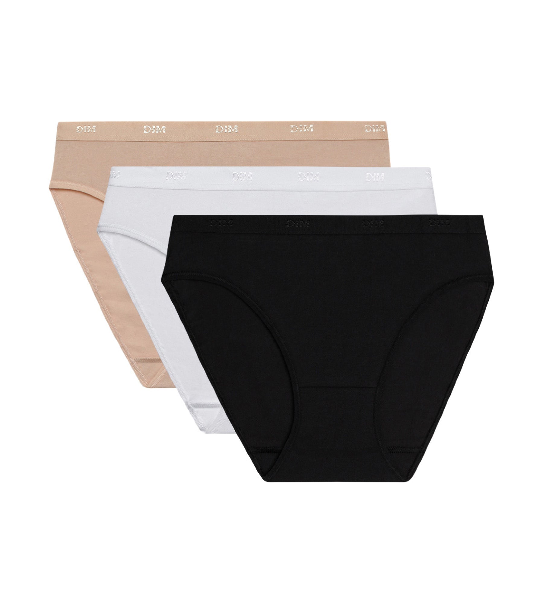 DIM 3er-Pack Slips weiß/hautfarben/schwarz aus Stretch-Baumwolle – Pockets EcoDIM