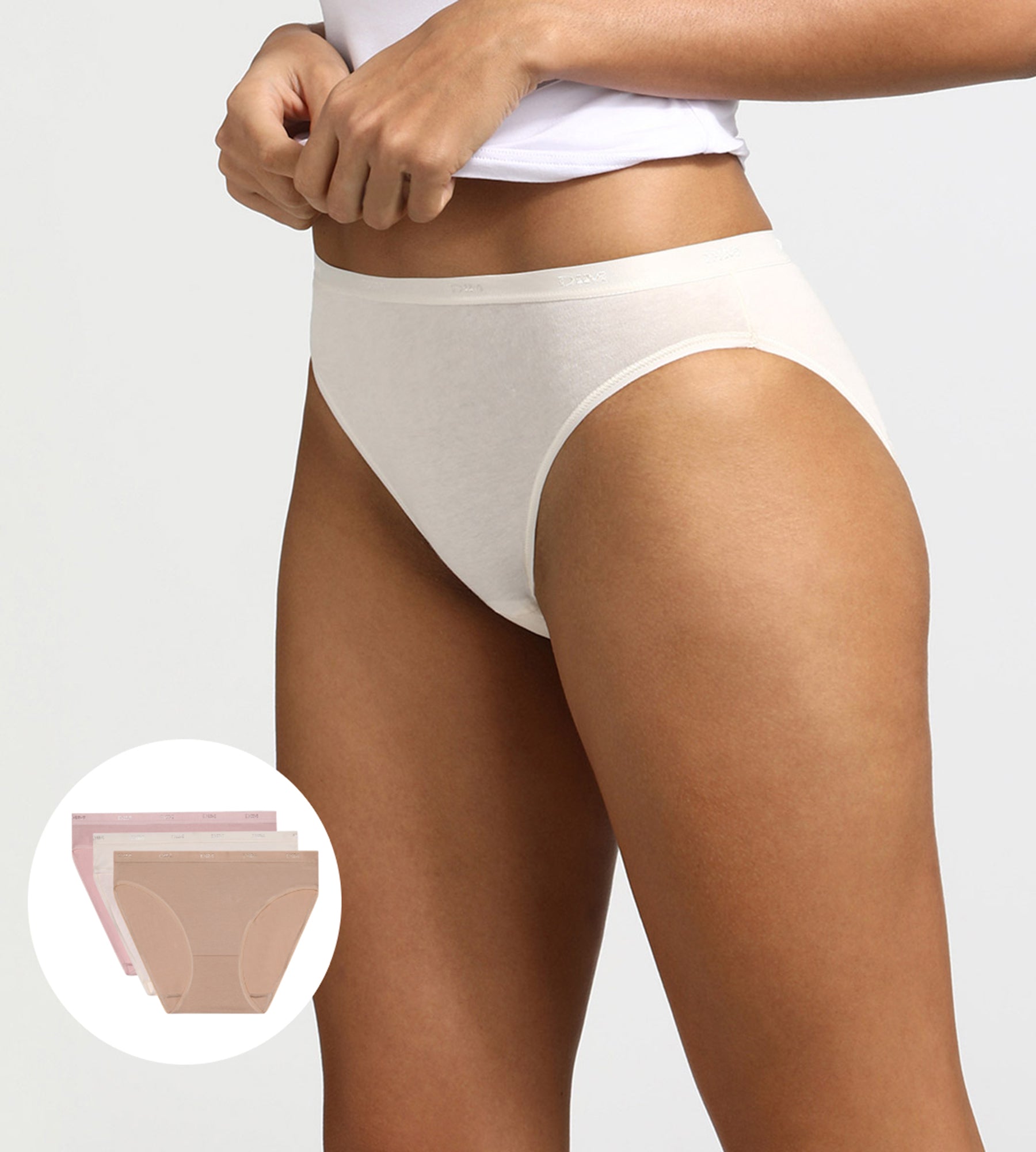DIM 3er-Pack Slips rosa/hautfarben/perlmutt aus Stretch-Baumwolle – Pockets EcoDIM