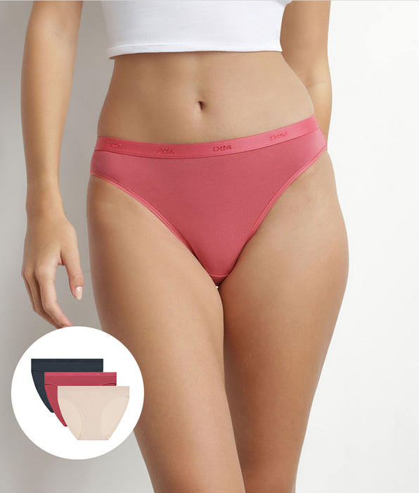 DIM 3er-Pack beige/rosa/graue Slips aus Stretch-Baumwolle – Les Pockets EcoDIM