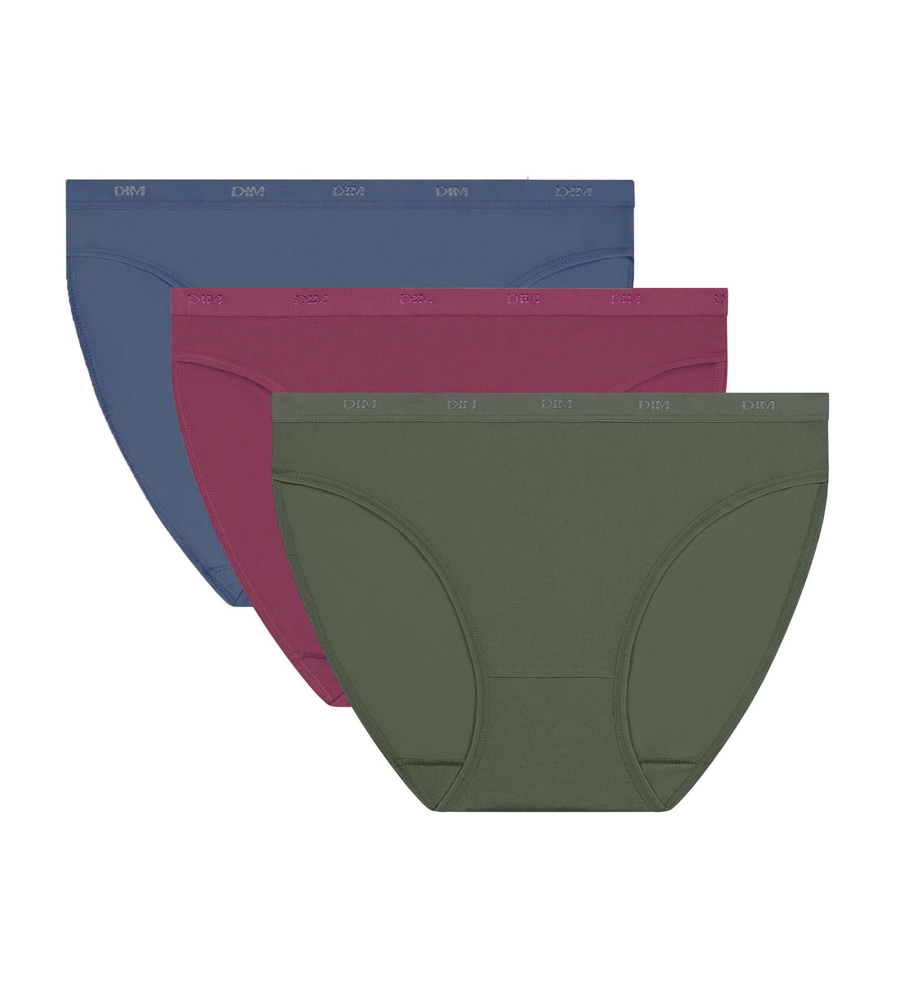 DIM 3er-Pack Slips aus Stretch Baumwolle in Blau/Rot/Grün – Pockets Ecodim