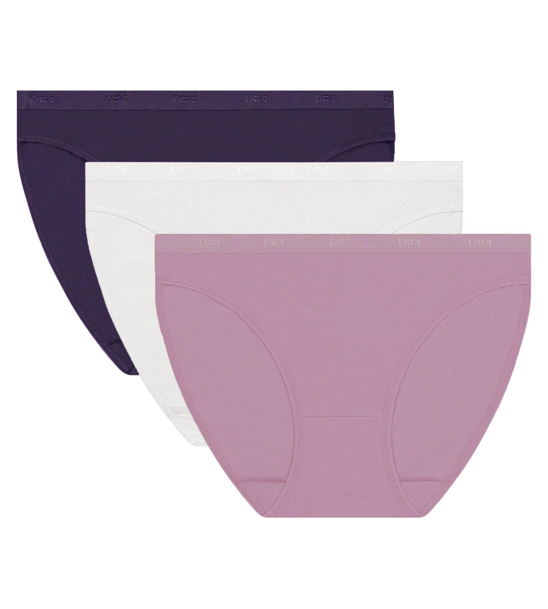 DIM 3er-Pack Damen-Slips Violett, Weiß Les Pockets Ecodim