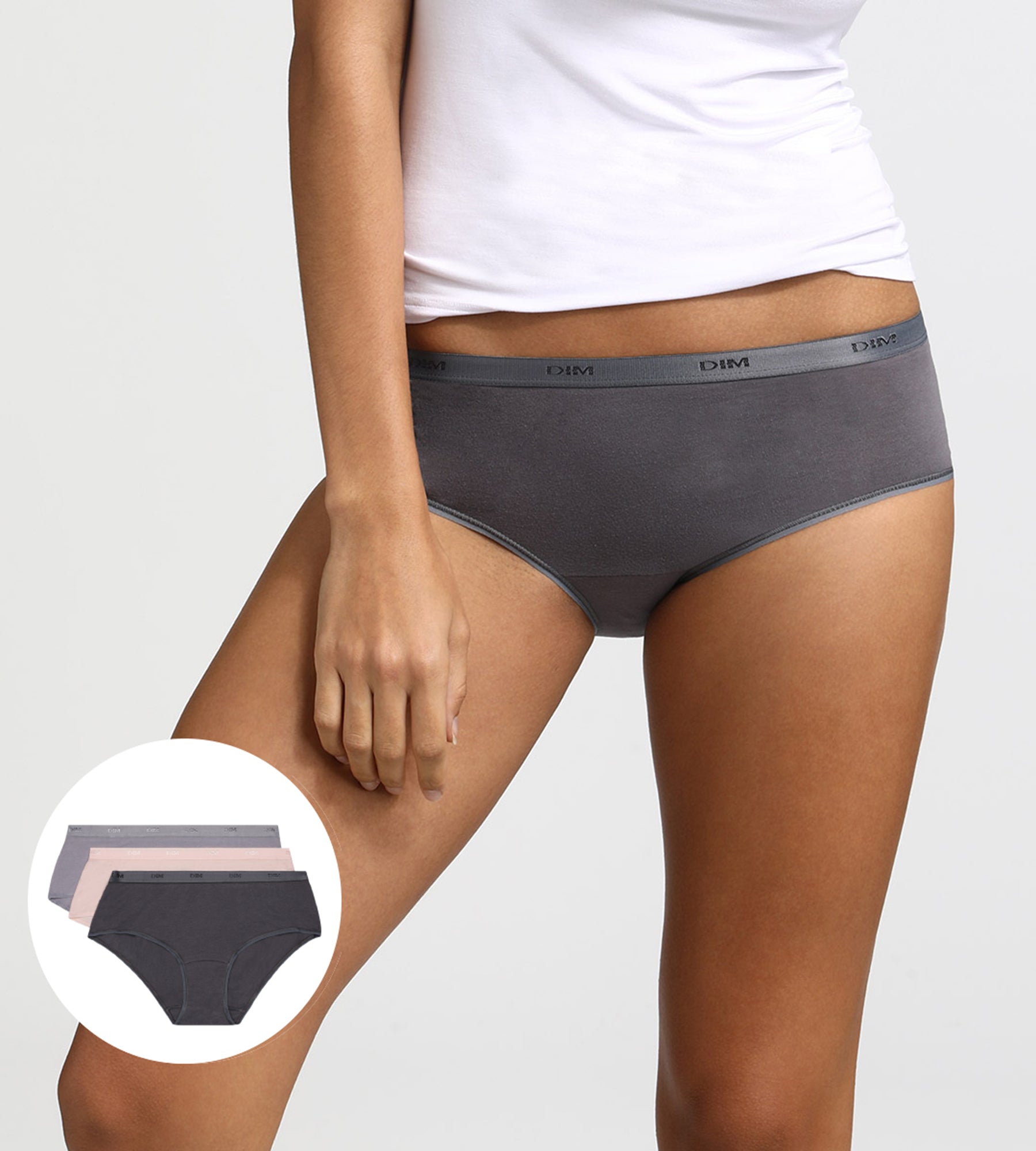 DIM 3er-Pack Hipster taupe/rosa/grau aus Stretch-Baumwolle – Pockets EcoDIM