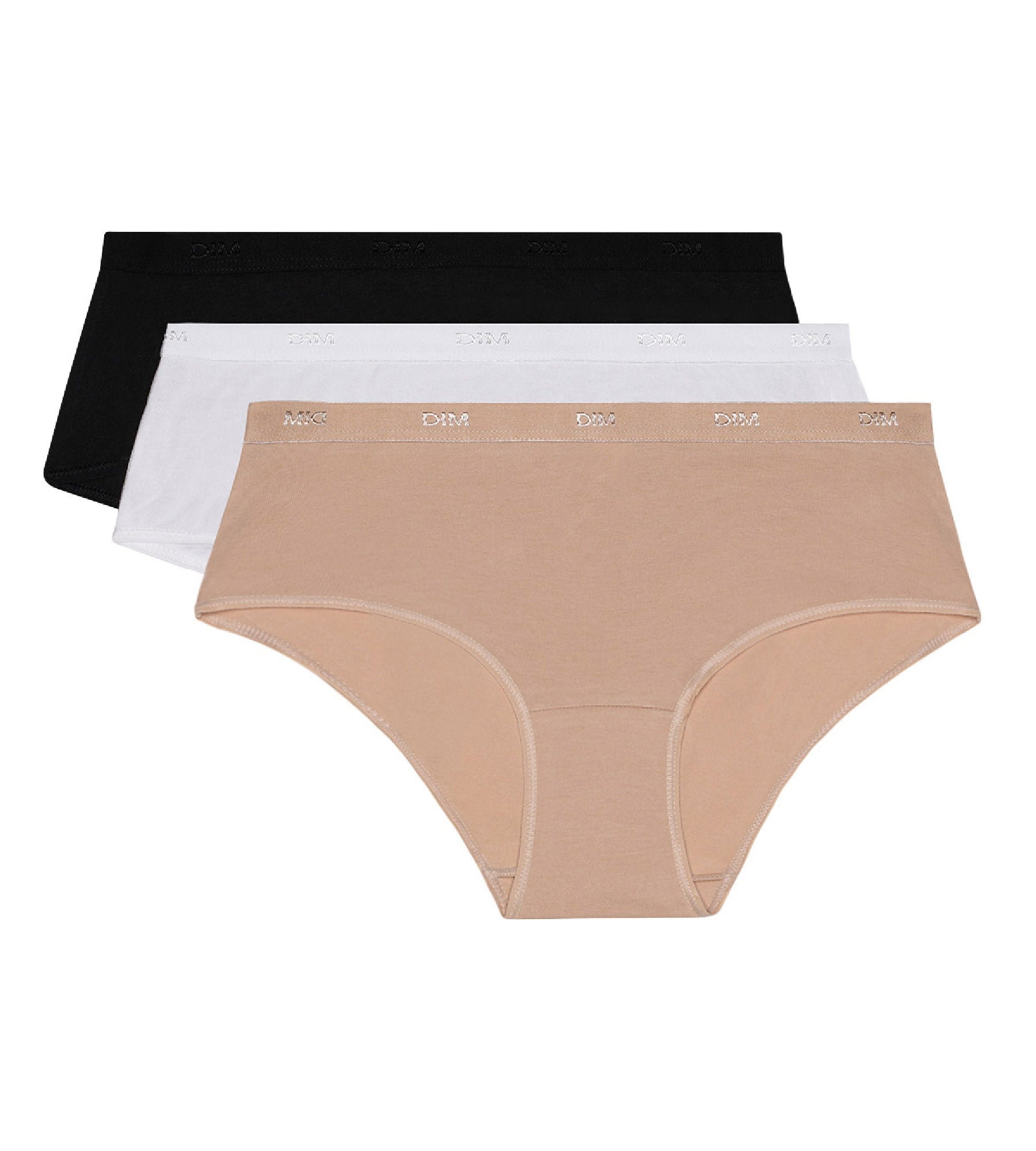 DIM 3er-Pack Hipster weiß/hautfarben/schwarz aus Stretch-Baumwolle – Pockets EcoDIM