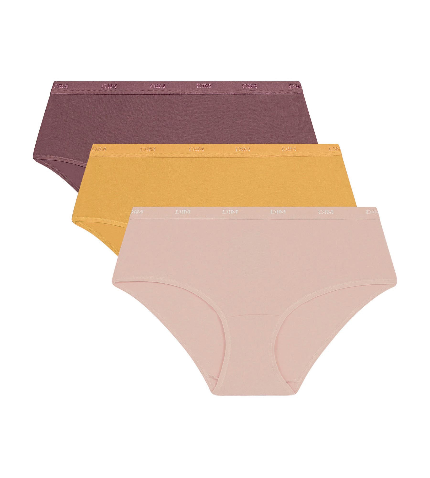 DIM 3er-Pack Hipster aus Stretch Baumwolle in Gelb/Braun – Pockets Ecodim