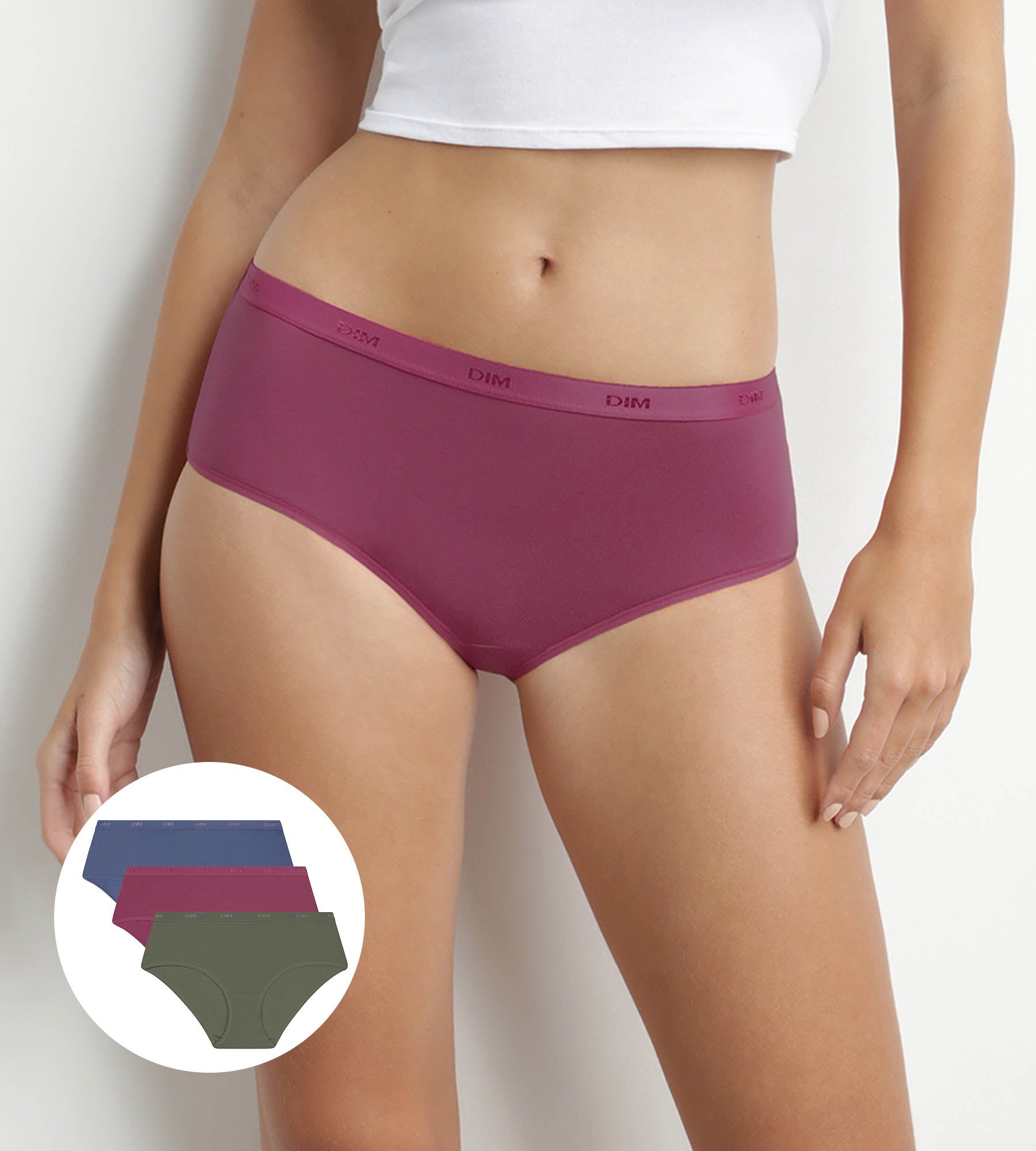DIM 3er-Pack Hipster aus Stretch Baumwolle in Rot/Grün – Pockets Ecodim