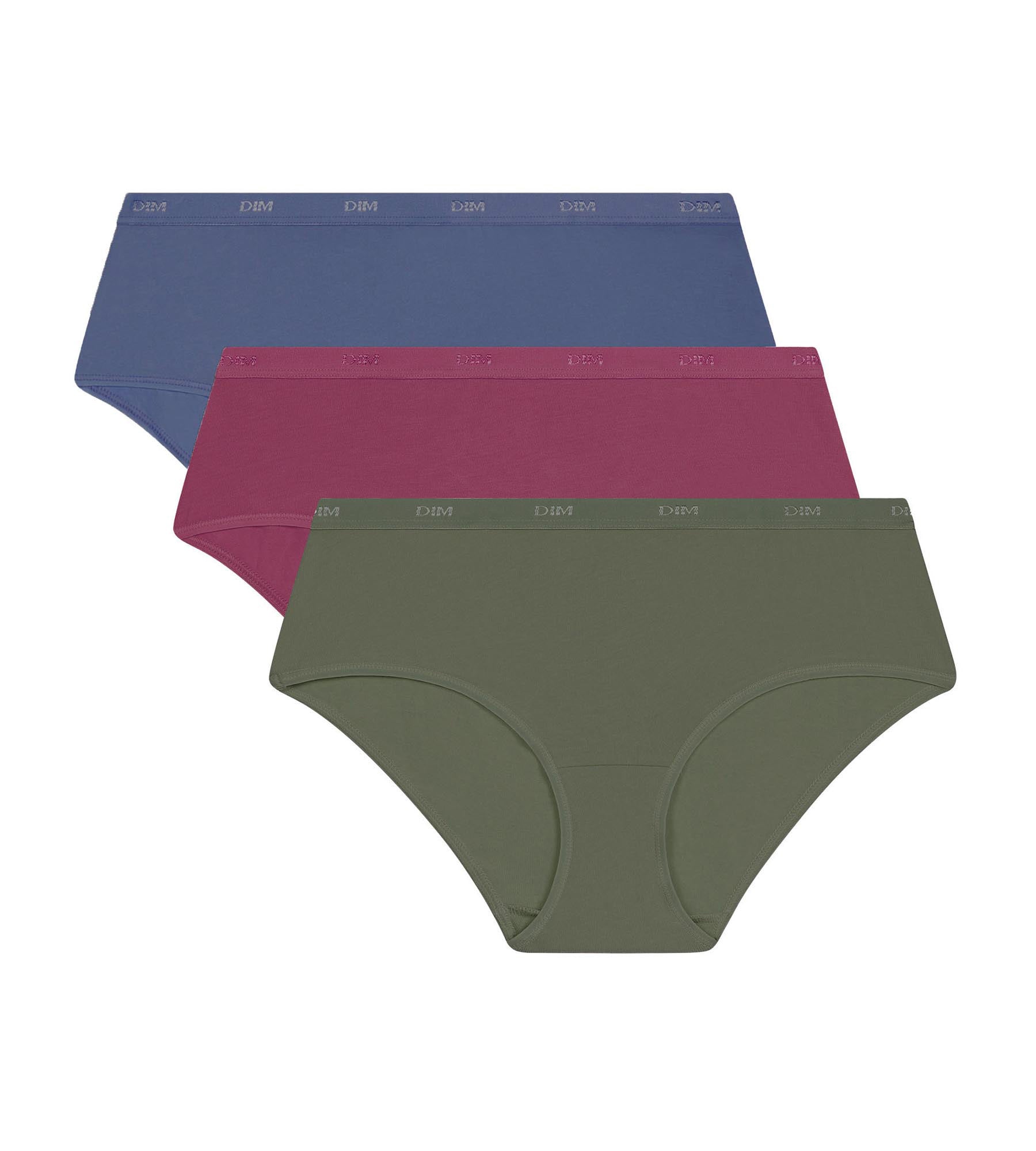 DIM 3er-Pack Hipster aus Stretch Baumwolle in Rot/Grün – Pockets Ecodim