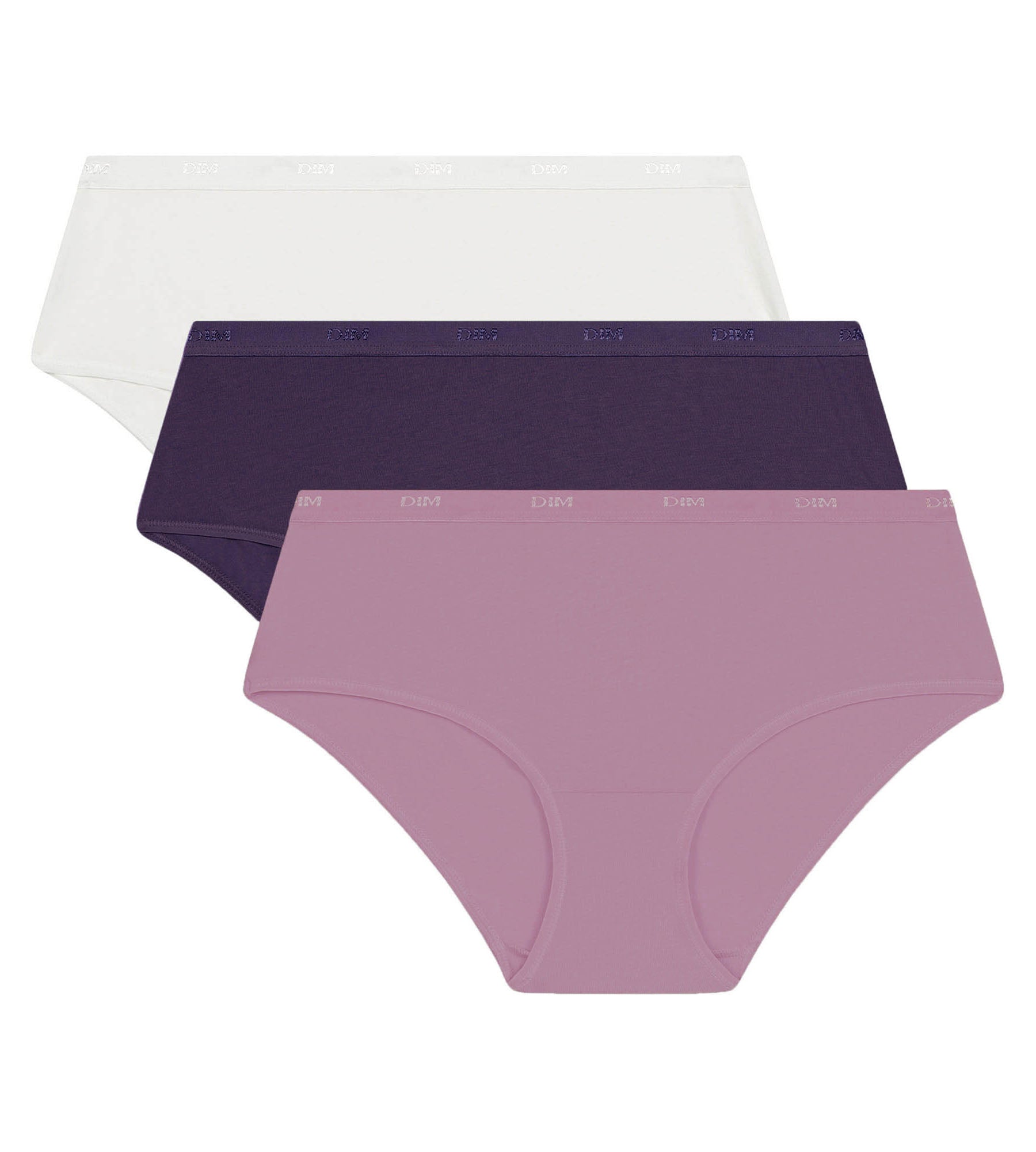 DIM 3er-Pack Boxershorts für Frauen Violett, Weiß Les Pockets Ecodim