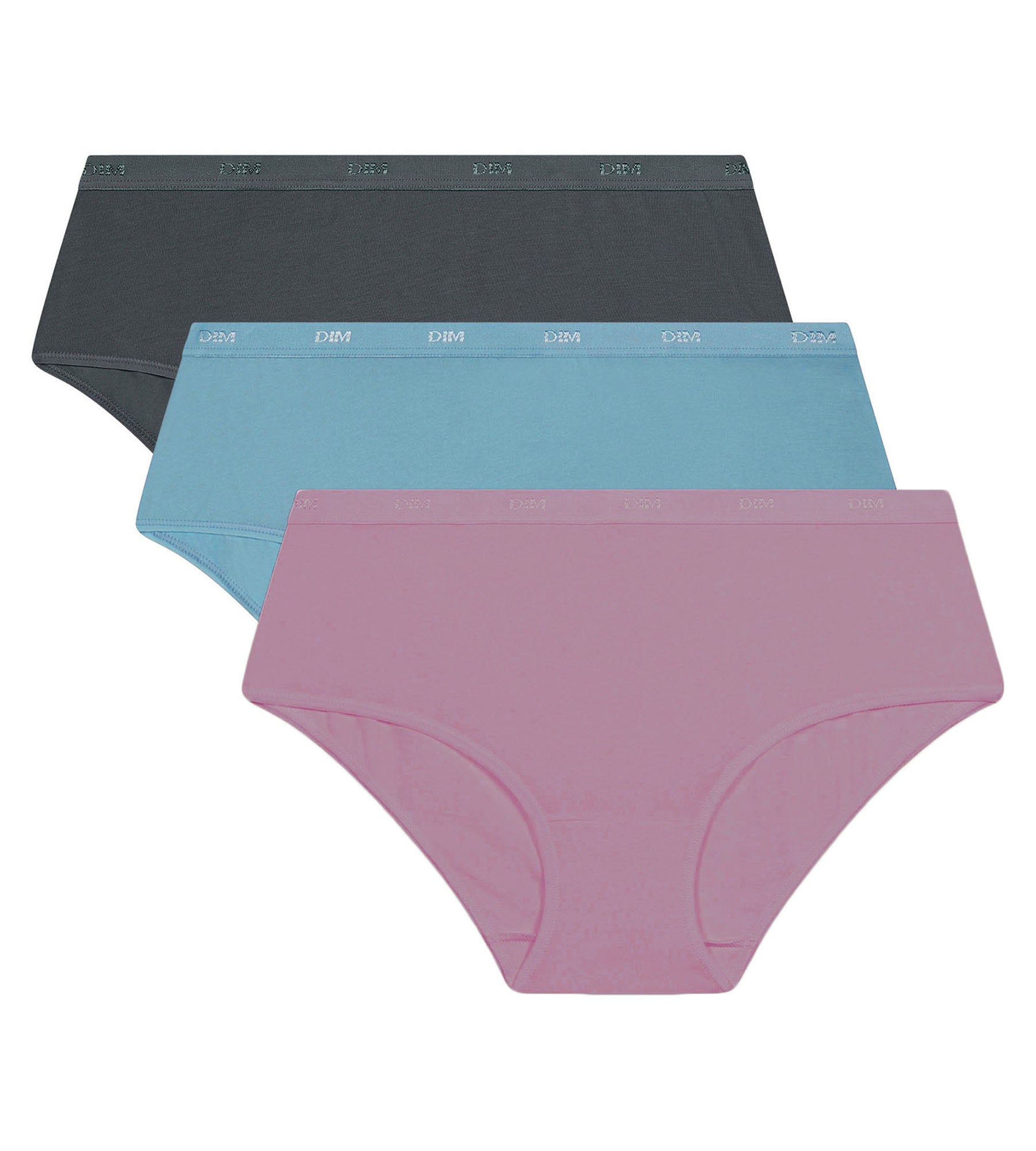 DIM Dreierpack Boxershorts für Frauen Blau, Violett, Grau Les Pockets Ecodim