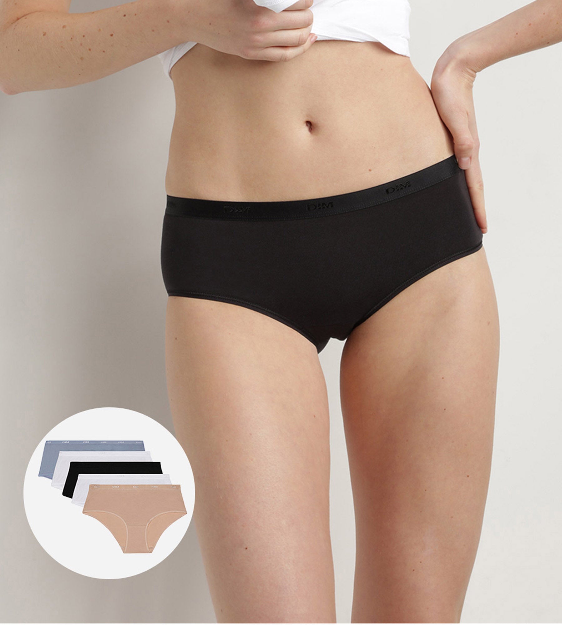 DIM 5er-Pack Hipster in Schwarz/Weiß/Hautfarben/Grau - Pockets EcoDIM