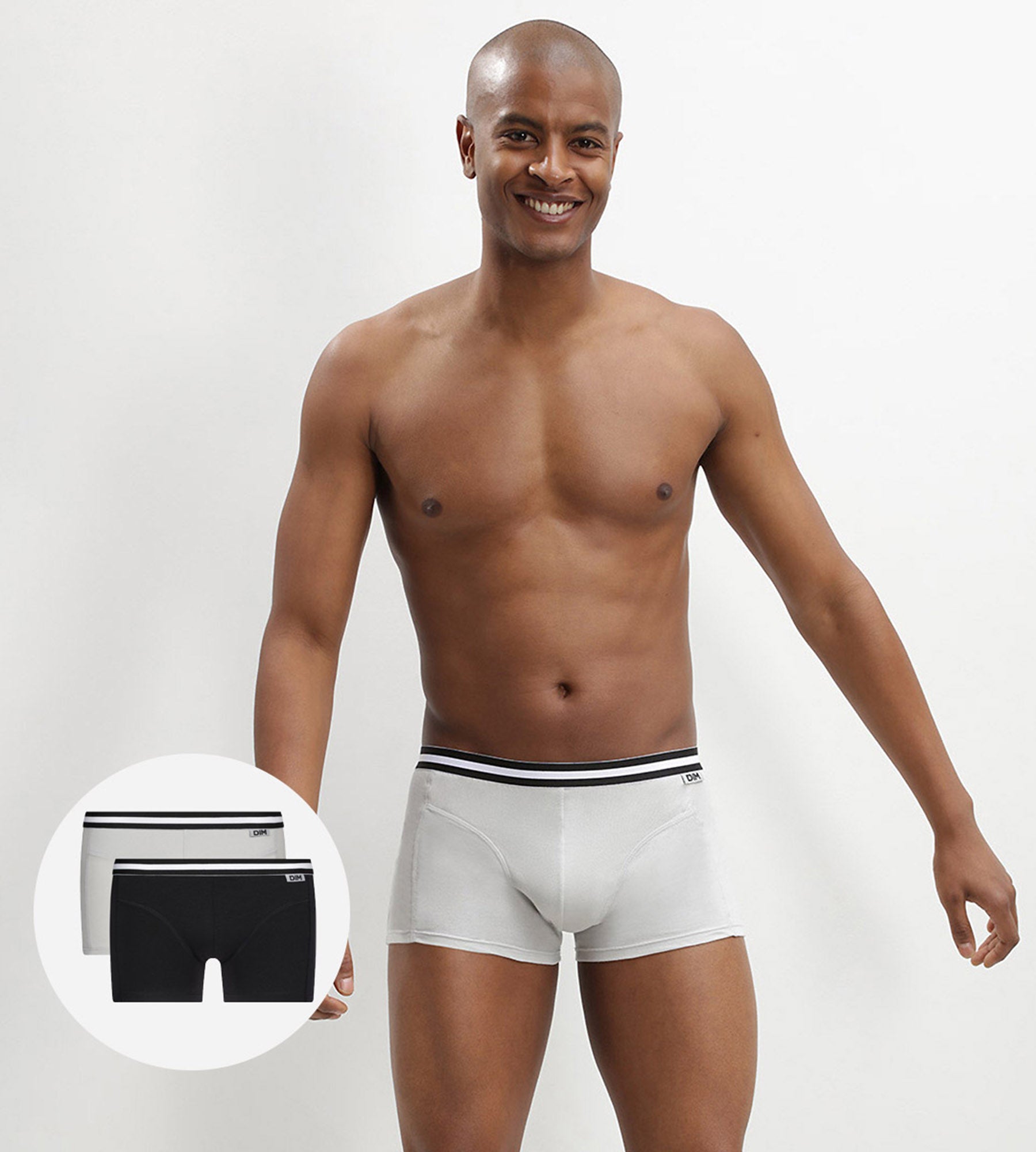 DIM 2er-Pack Boxershorts aus Stretch-Baumwolle grau/schwarz - EcoDIM
