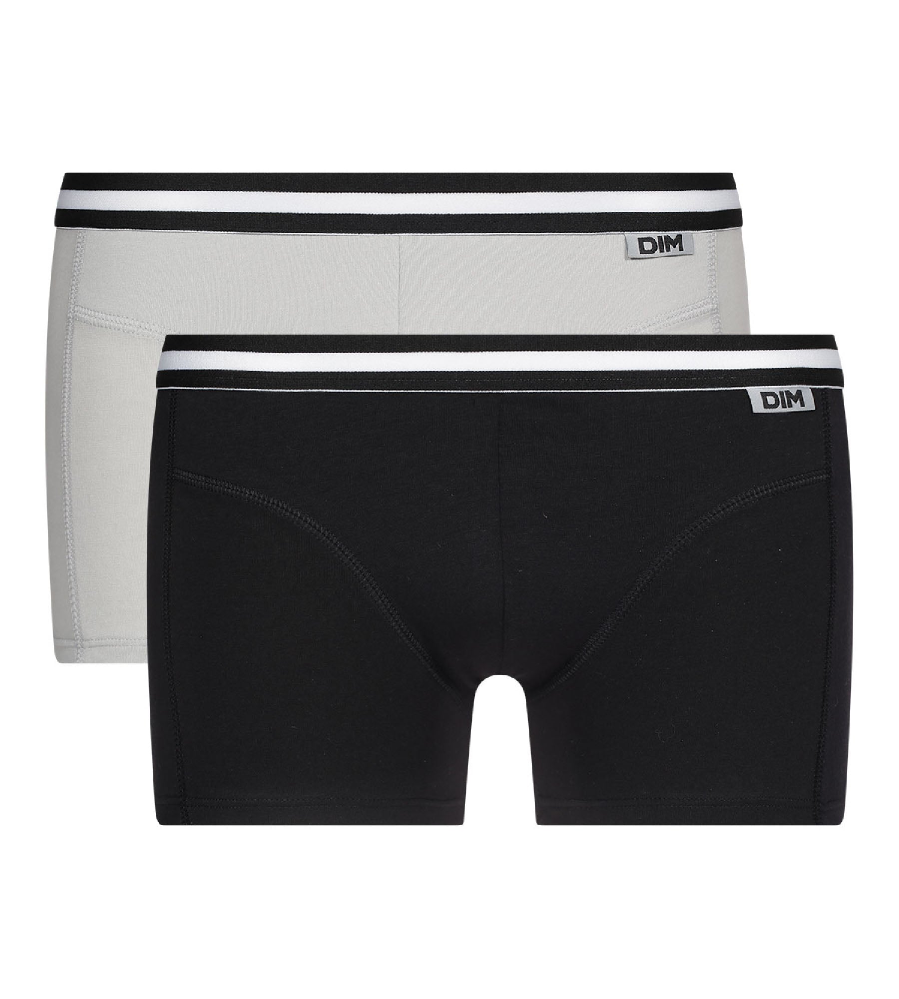 DIM 2er-Pack Boxershorts aus Stretch-Baumwolle grau/schwarz - EcoDIM