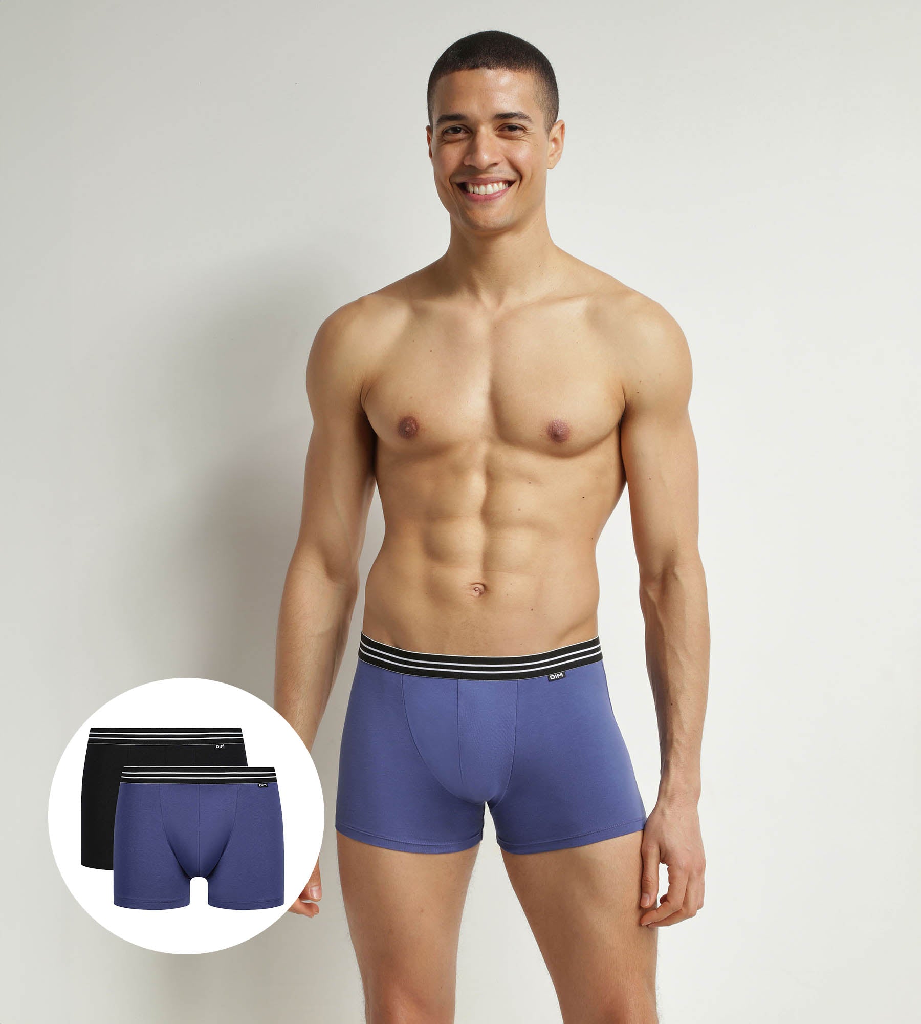 DIM 2er-Pack Boxershorts aus Stretch-Baumwolle blau/schwarz - EcoDIM