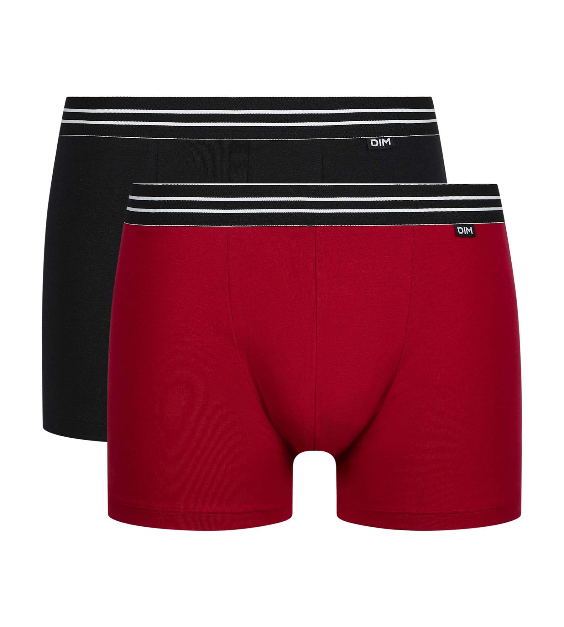 DIM 2er-Pack Boxershorts aus Stretch-Baumwolle rot/schwarz - EcoDIM