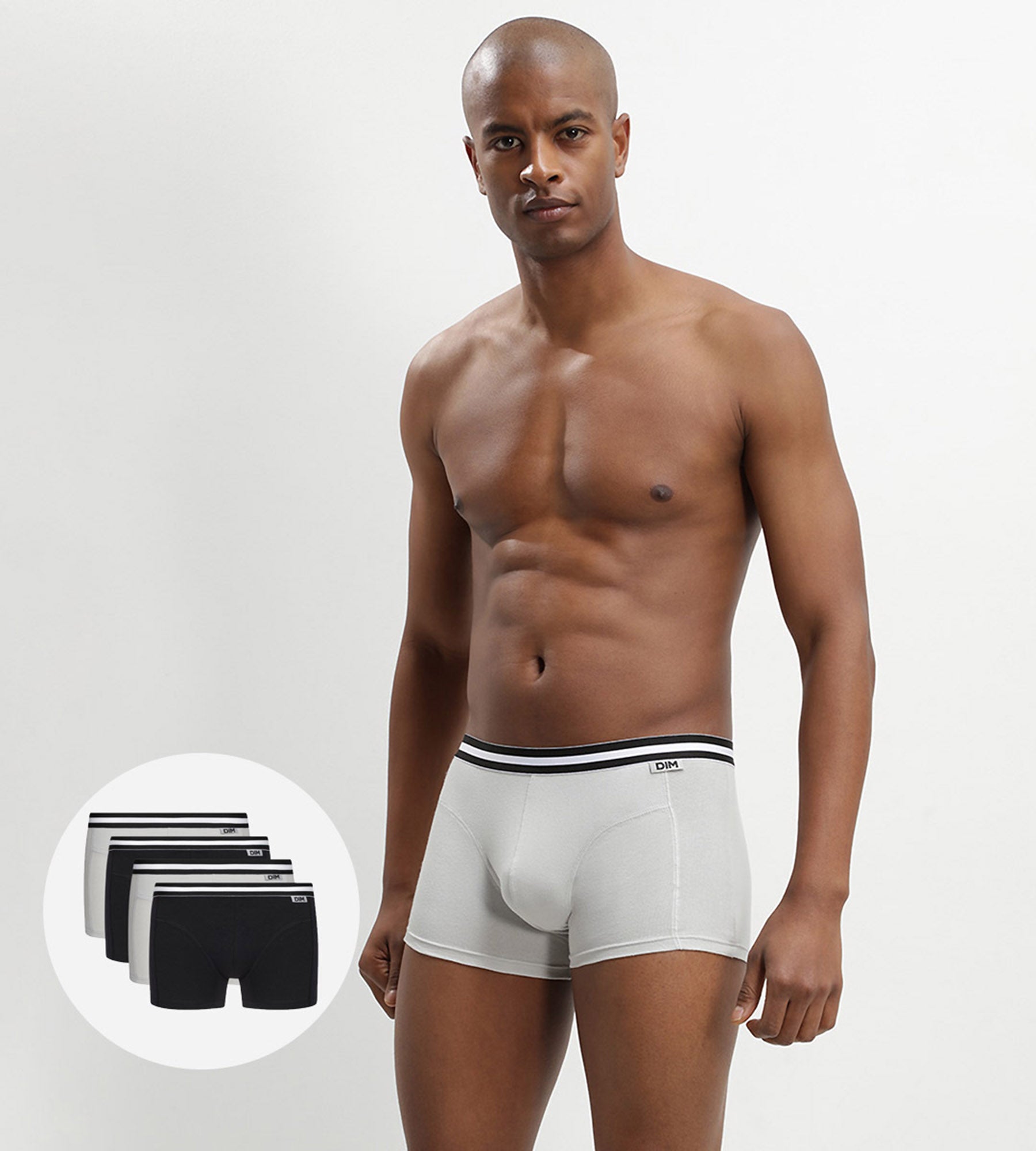 DIM 4er-Pack Boxershorts aus Stretch-Baumwolle grau/schwarz - EcoDIM