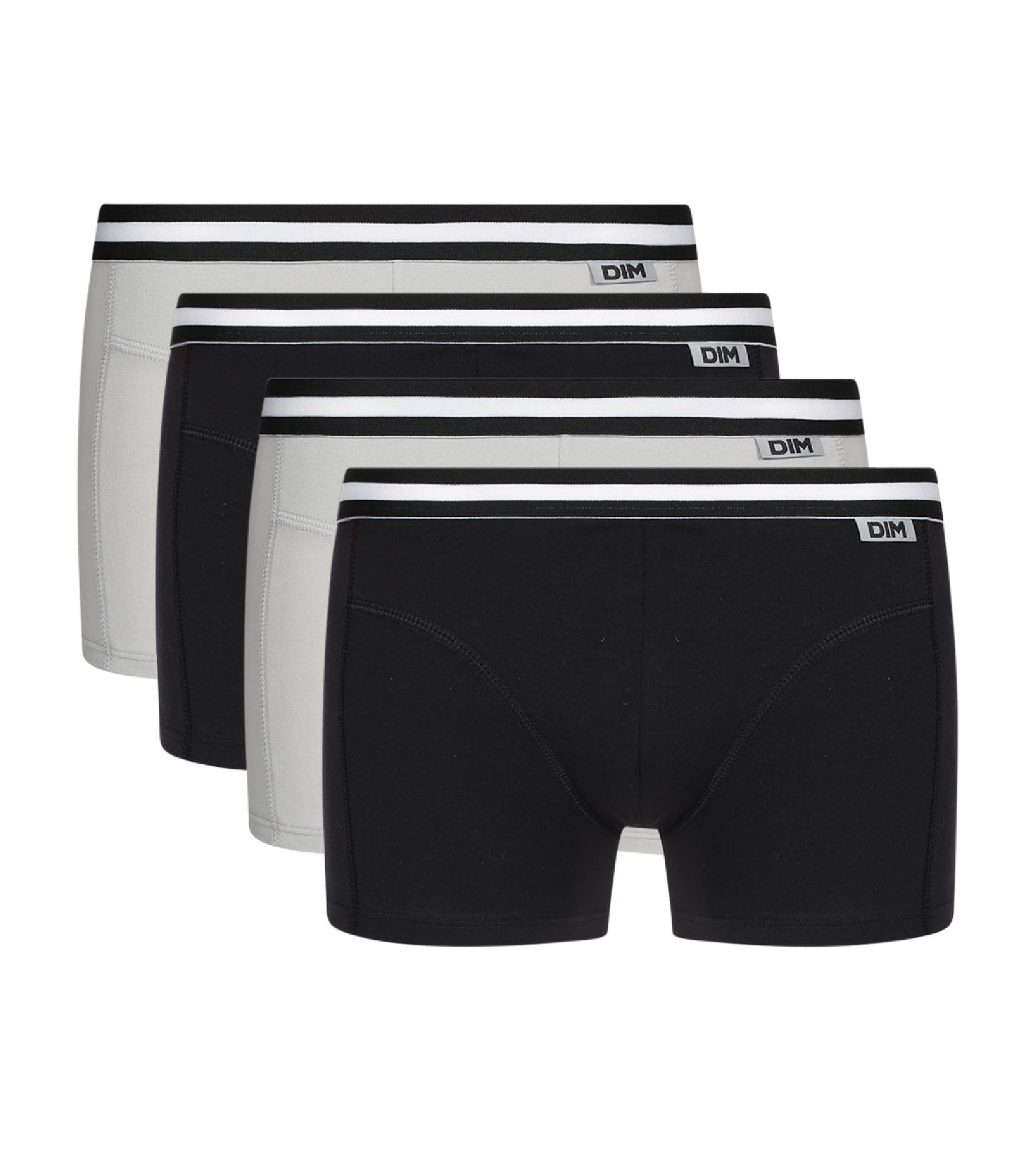 DIM 4er-Pack Boxershorts aus Stretch-Baumwolle grau/schwarz - EcoDIM