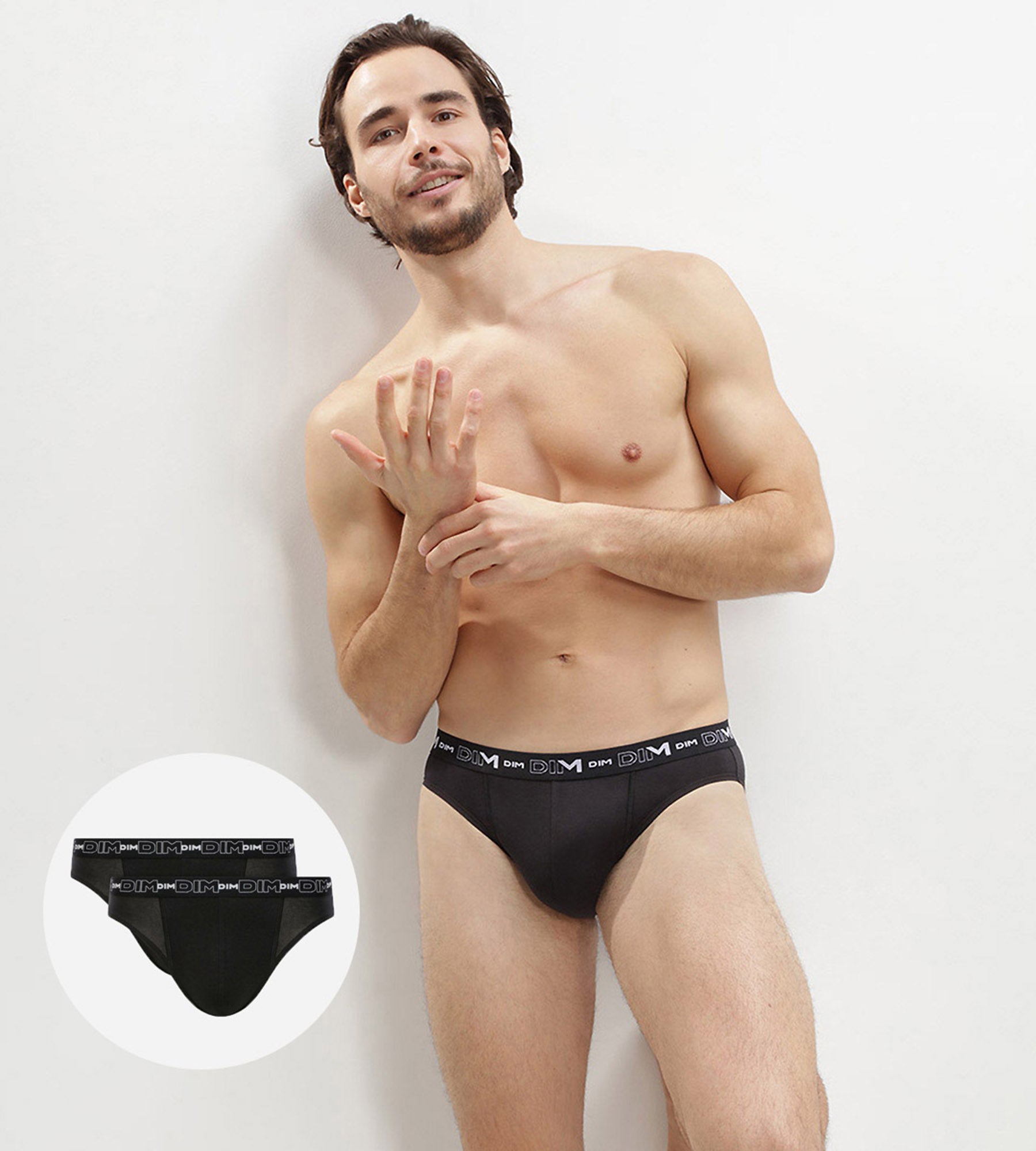 DIM 2er-Pack Slips aus Stretch-Baumwolle schwarz